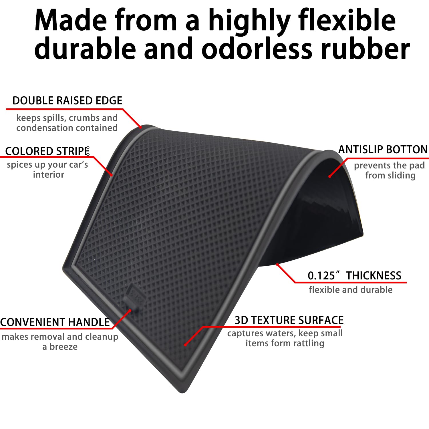 LOCOY Center Console Liner for Honda Civic 11th Gen Sedan, Gray Rubber, 16pcs Non-Slip Accessories, C013F