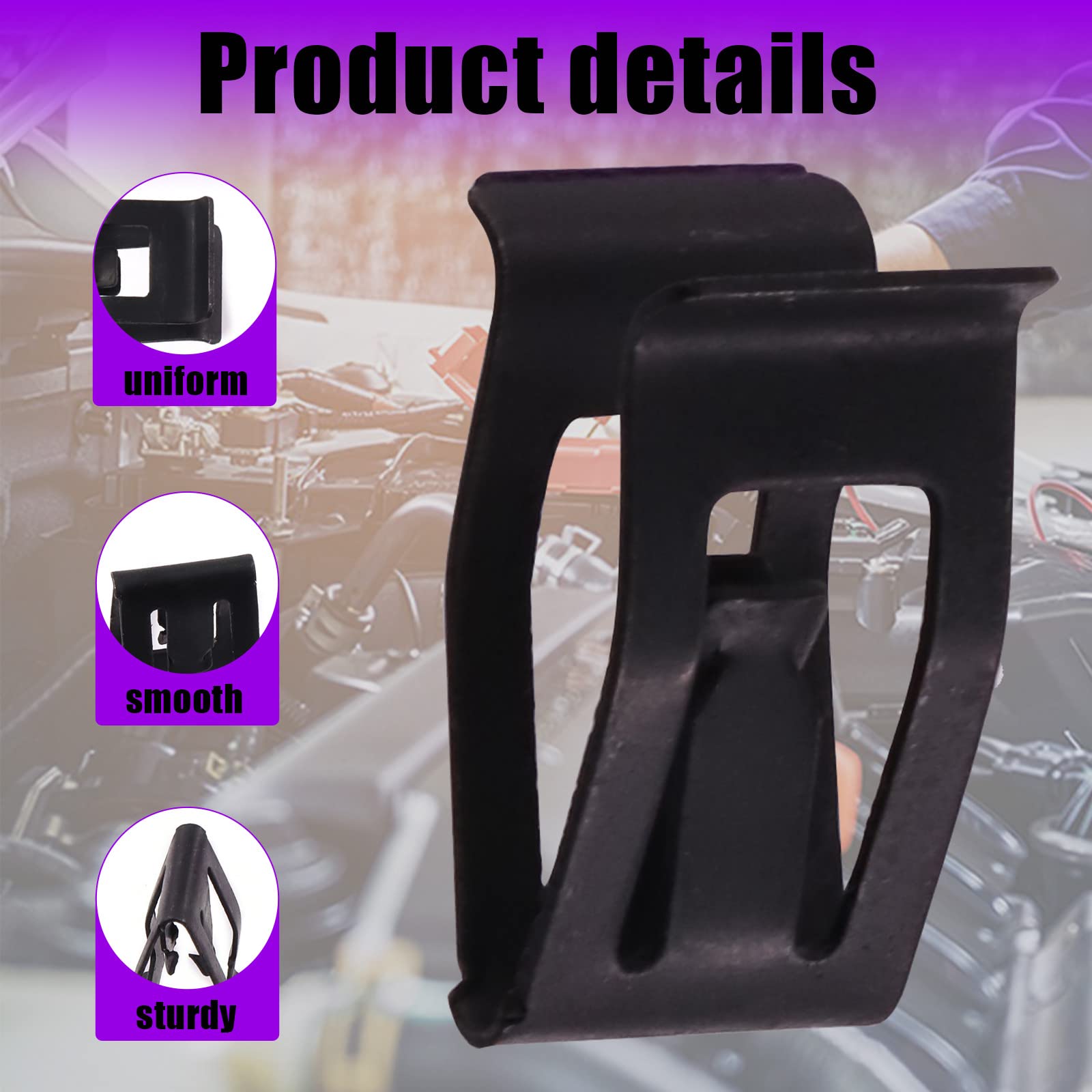 Swpeet 72Pcs Universal Metal Engine Under Cover Body Bolts Bumper Fender and Metal Trim Panel Spring Clip Auto Car U-Clip Trim M
