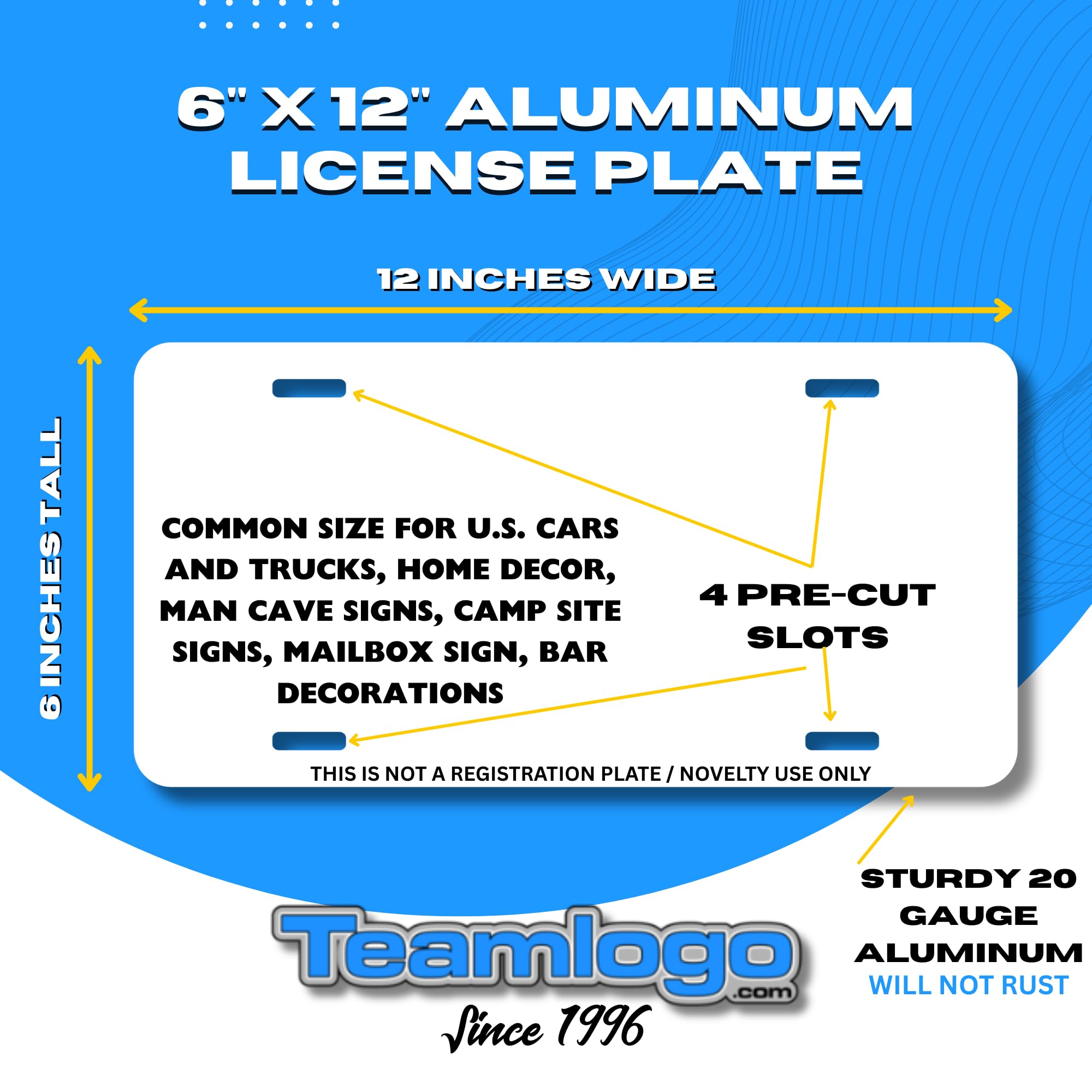 Personalized New York License Plate 6 '' X 12 '' (Inches) Aluminum. Add Your Name, Text Or Numbers.Full Size Novelty Plate - Fit