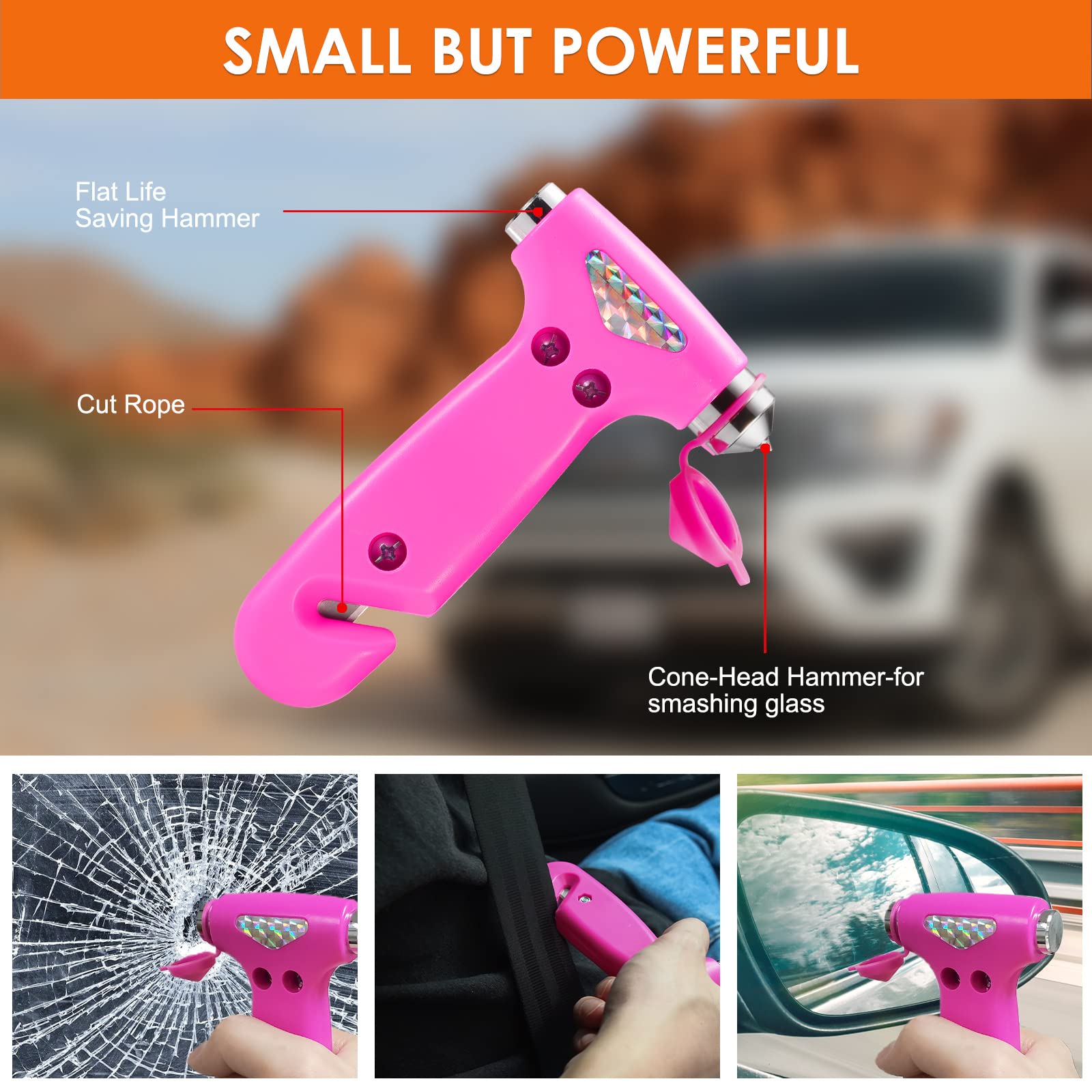 THINKWORK Pink Car Emergency Kit - Roadside Assistance Tools, 10FT Jumper, First Aid Kit, Ideal Gift for Teen Girls and Ladies - Model E8