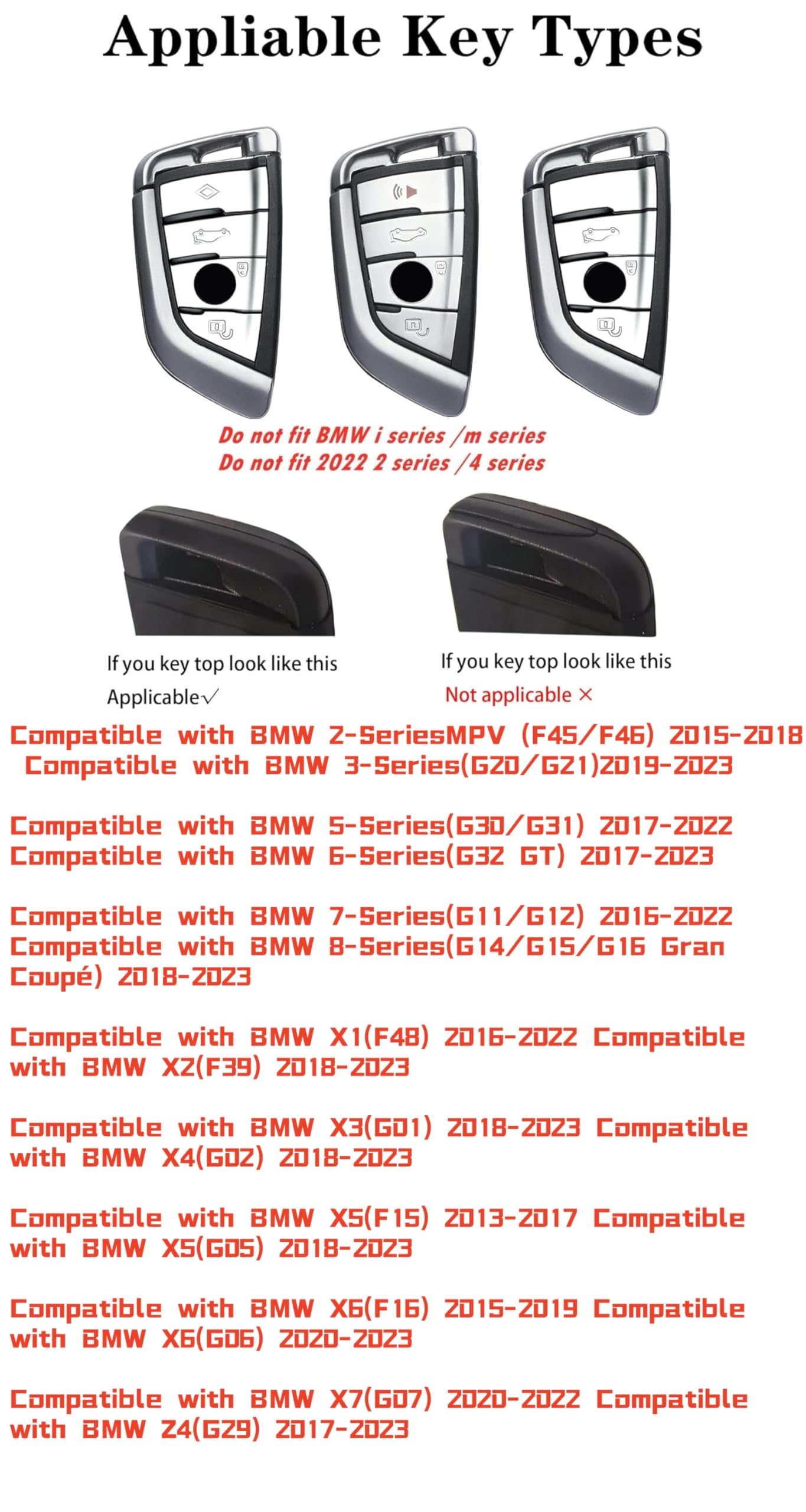 Bradegeve Carbon Fiber Key Fob Cover Case for BMW 5 6 7 Series X1 X2 X3 X5 X6 X7 - Model-A Silver, Zinc & Silicone Material