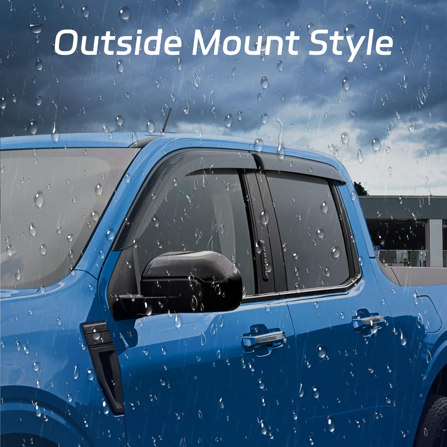 4 Pcs Rain Guards Fit For 1999-2016 Ford F250 F350 F450 F550 Supercrew Super Duty Truck (4 Full Doors), Outside Mount Side Windo
