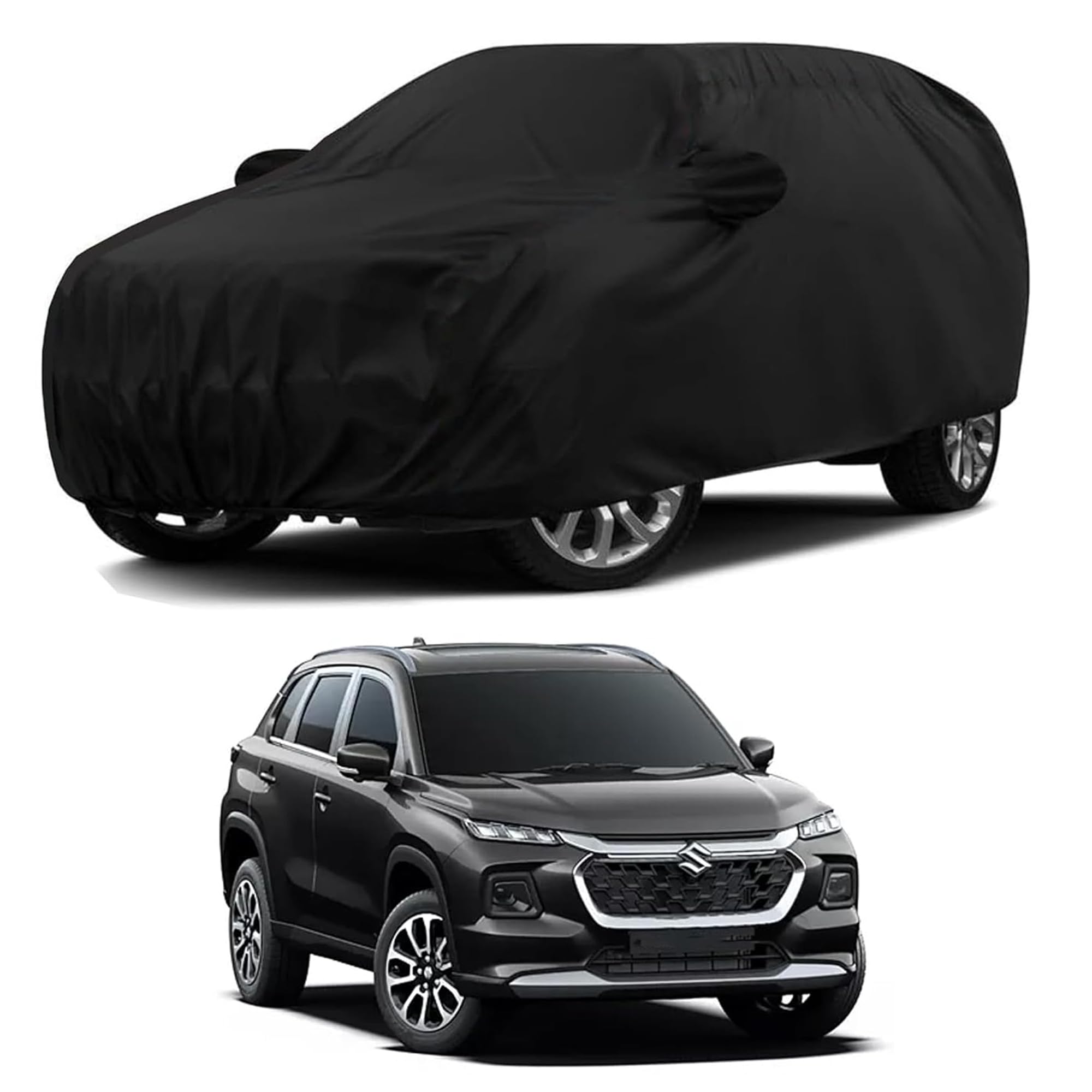 Sulfar 100% Water Resistant Car Body Cover Compatible with Mirror & Antenna Pockets for Maruti Suzuki Grand Vitara (Triple Stitc
