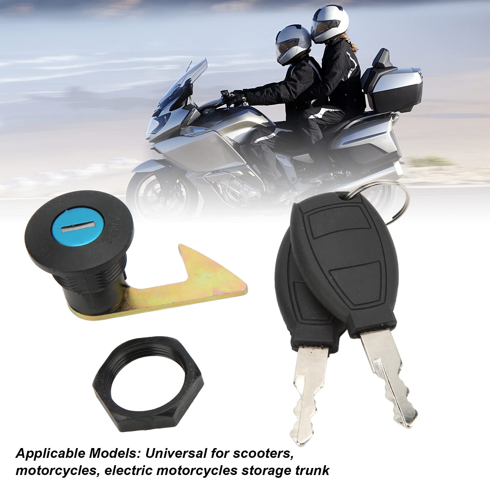 Acouto Motorcycle Fitting Tail Lock Scooter Rear Trunk Lock Kit Aluminum Plastic For Electric Motorcycles Storage Trunk Accessories (Long Hook)