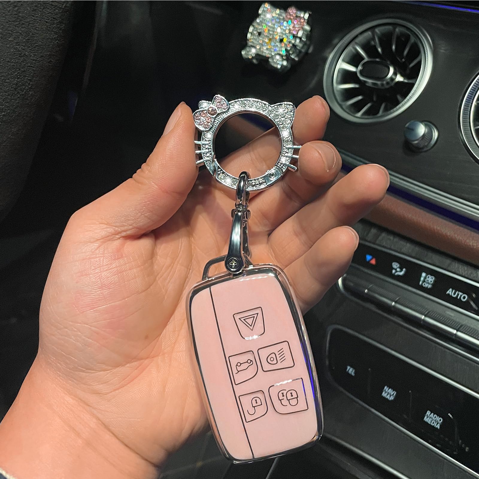 Pangpai Pink Car Accessories 3 Pcs For Land Rover Evoque Velar Sport Discovery Freelander2 Lr4 Sport Jaguar Xf Xj Xe F-Pace F-Ty