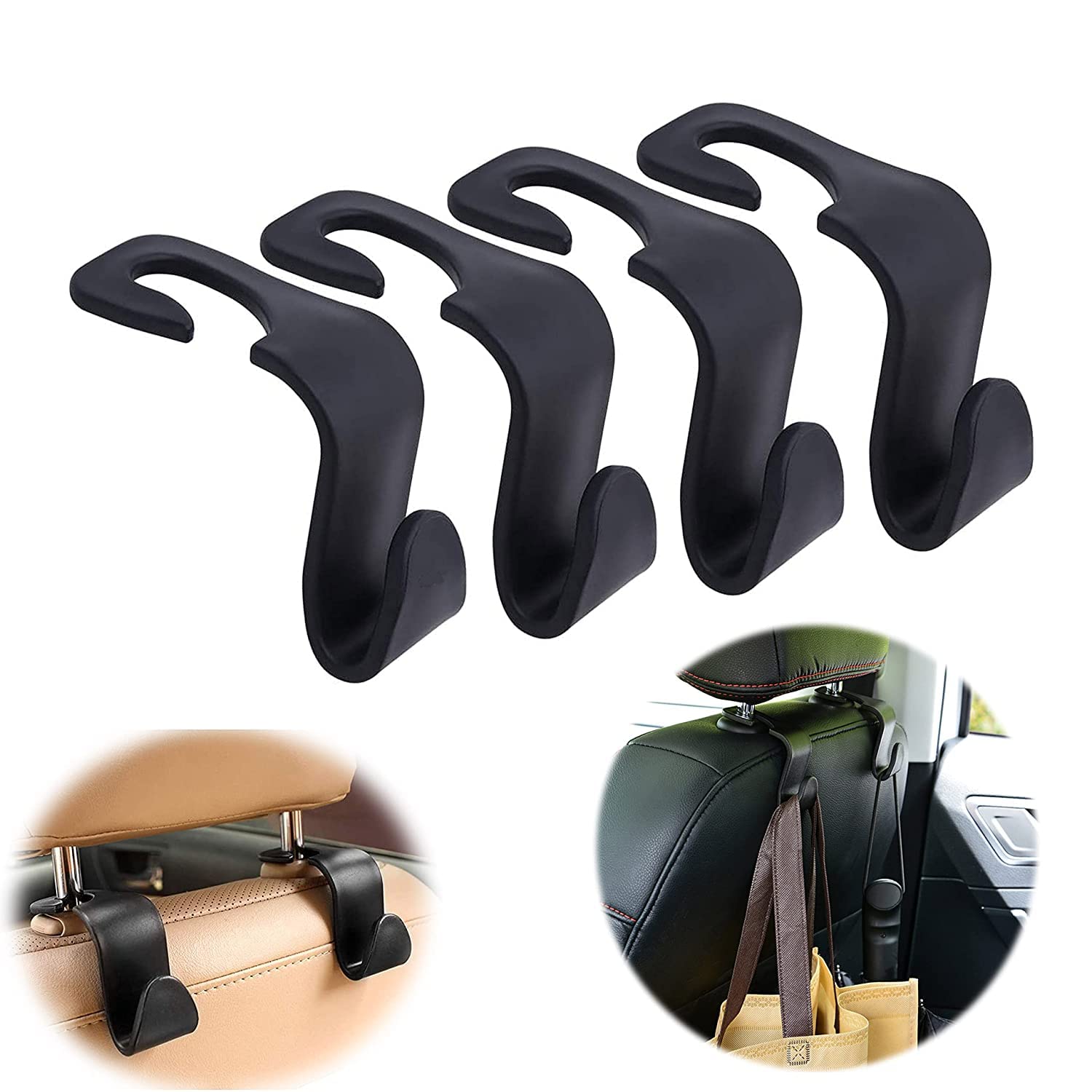 YTM 4 Pcs Car Backseat Headrest Hook/Hanger Universal Durable Organiser Car Side Seat Hanger
