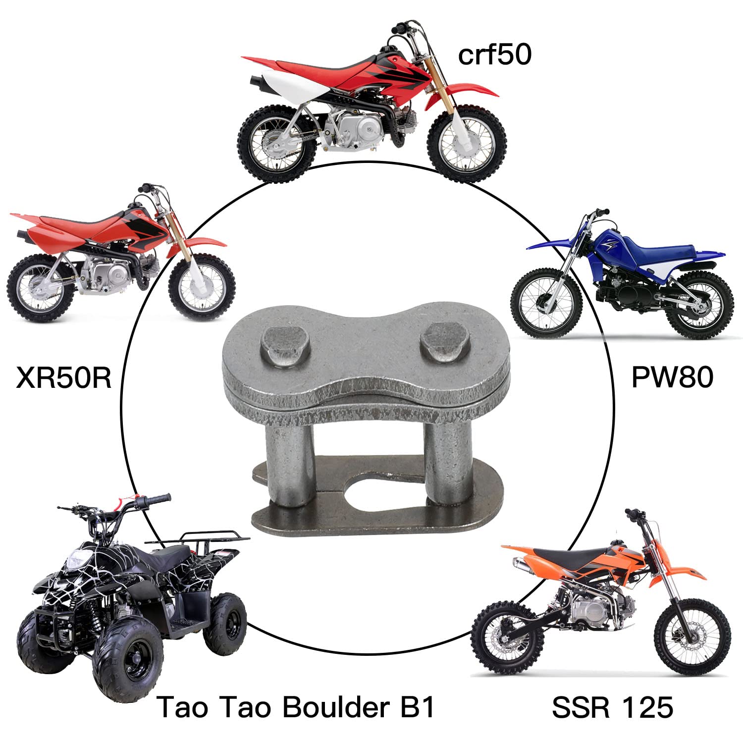 YOXUFA 420 Chain Master Link Connector Link for Coleman Mini Bike CT200U CT200U-EX BT200X Baja Warrior Massimo MB200 XR CRF50 SS