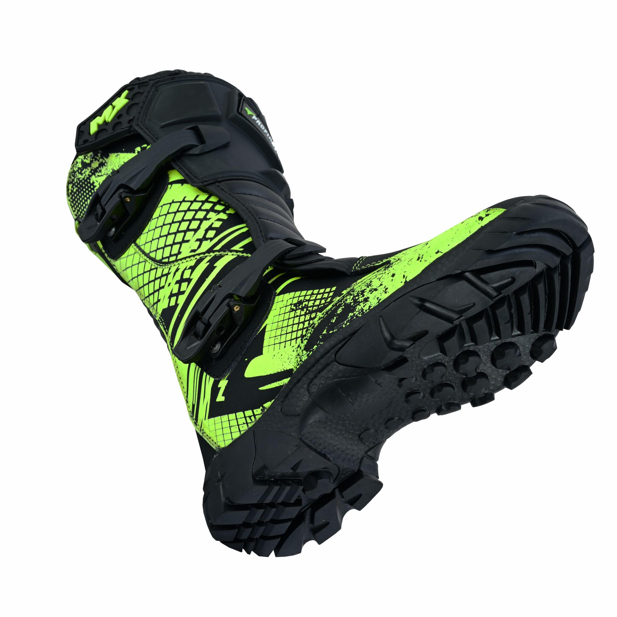 PROFIRST Motorcycle kids boots Motorbike Waterproof shoes Motorcross Dirt Blike Riding Biker Boots for kids (Green, USA5)