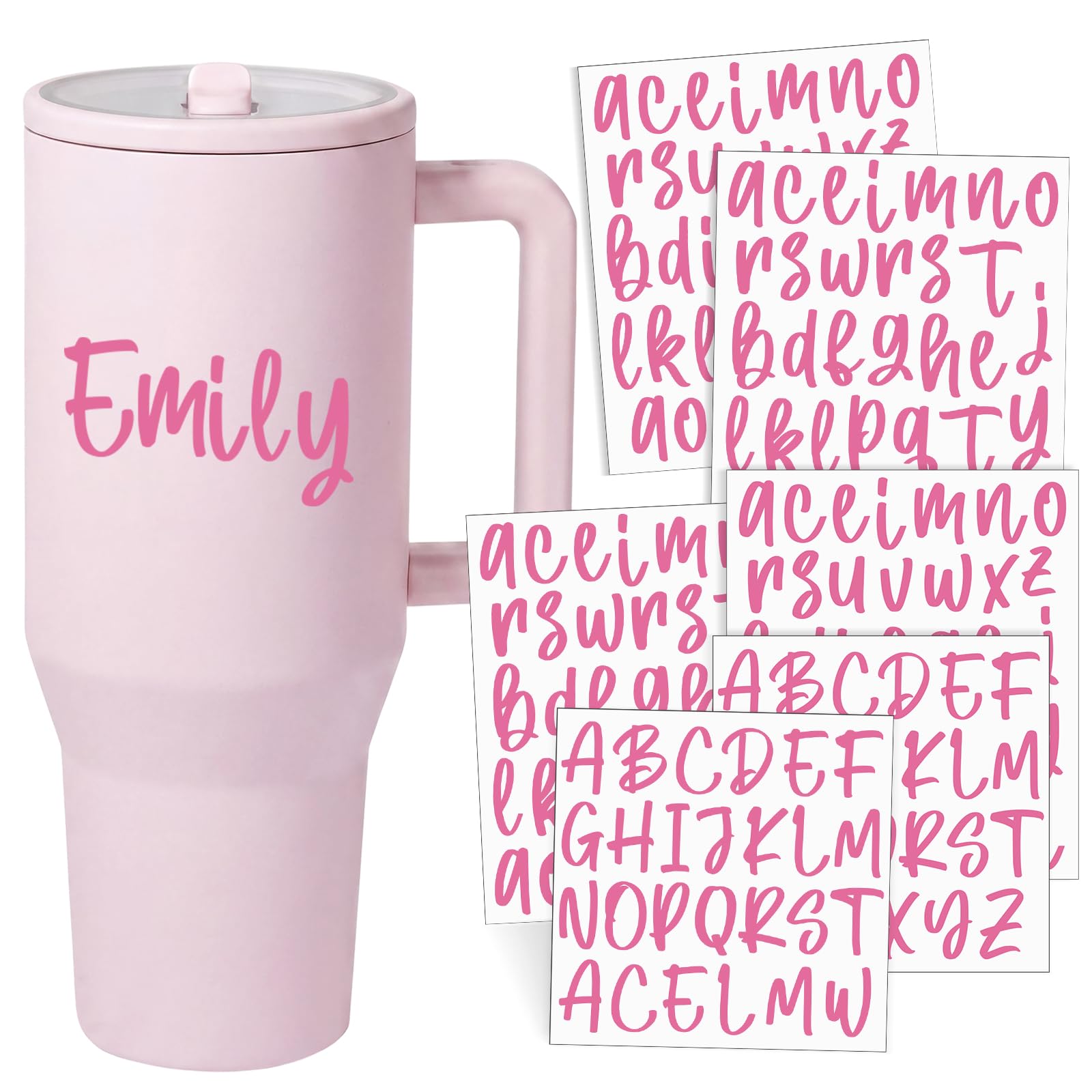 Humyoun 6 Sheets UV DTF Cup Wrap Name Stickers for Water Bottles Waterproof Custom Vinyl Decals Personalized Lettering Gift Stic