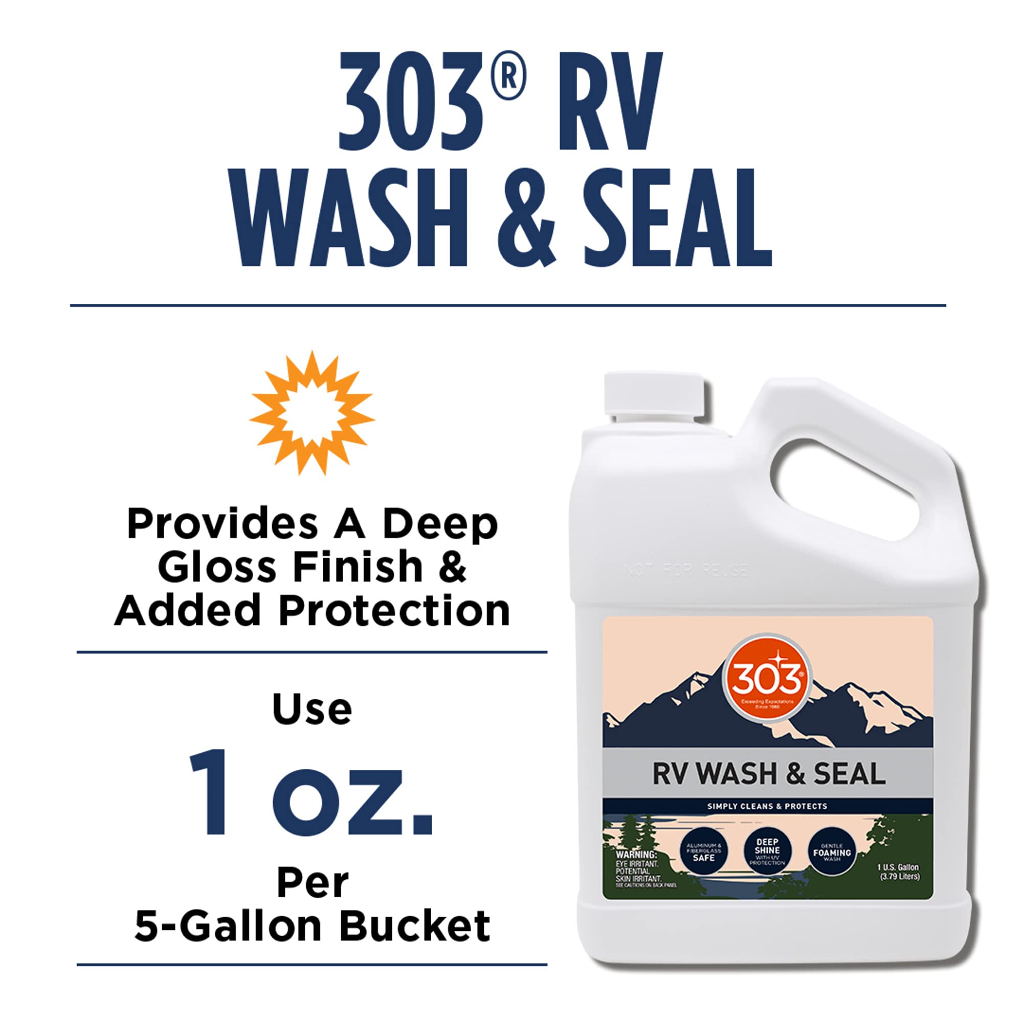 303 Products RV Wash & Seal - Clean, Streak-Free Finish, pH Neutral with High Foaming Formula, Provides A Deep Gloss Finish on R