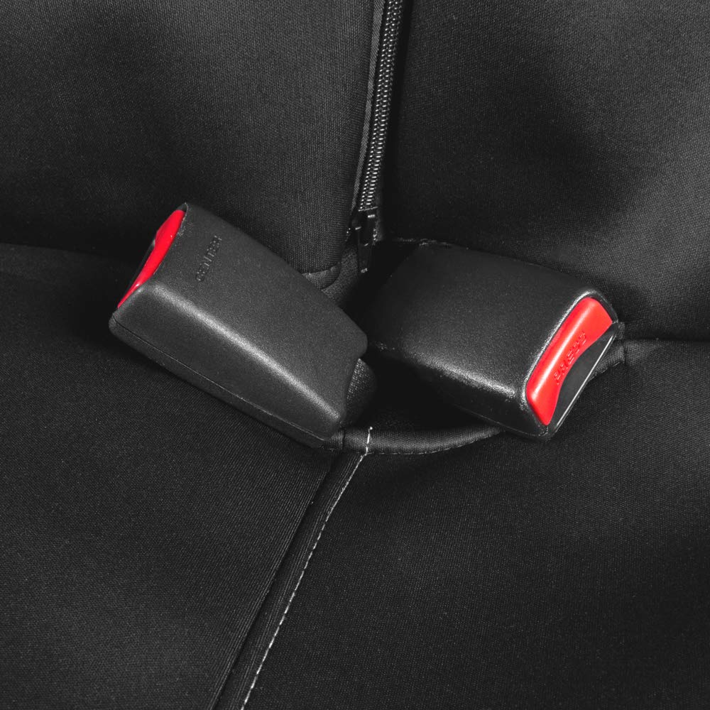 Motor Trend Two Tone Premium Front Seat Covers With Waterproof Rear Protector - With Extended Bench Side Coverage For Car, Truck