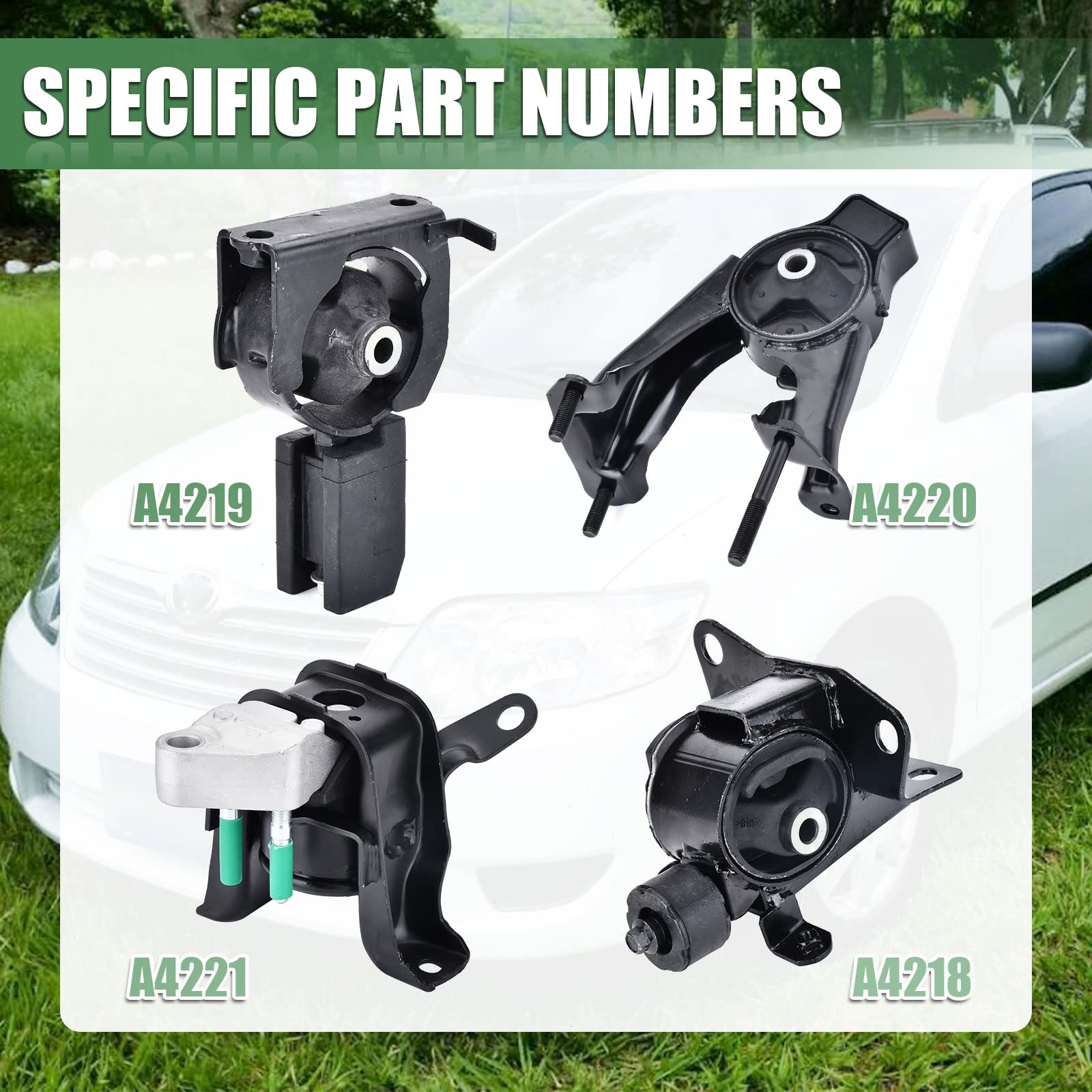 Lochnchn 4PCS Engine Motor Transmission Mount Kits, Rubber, Black, Compatible with 2003-2008 Corolla Matrix Vibe 1.8L, Models A4218-A4221