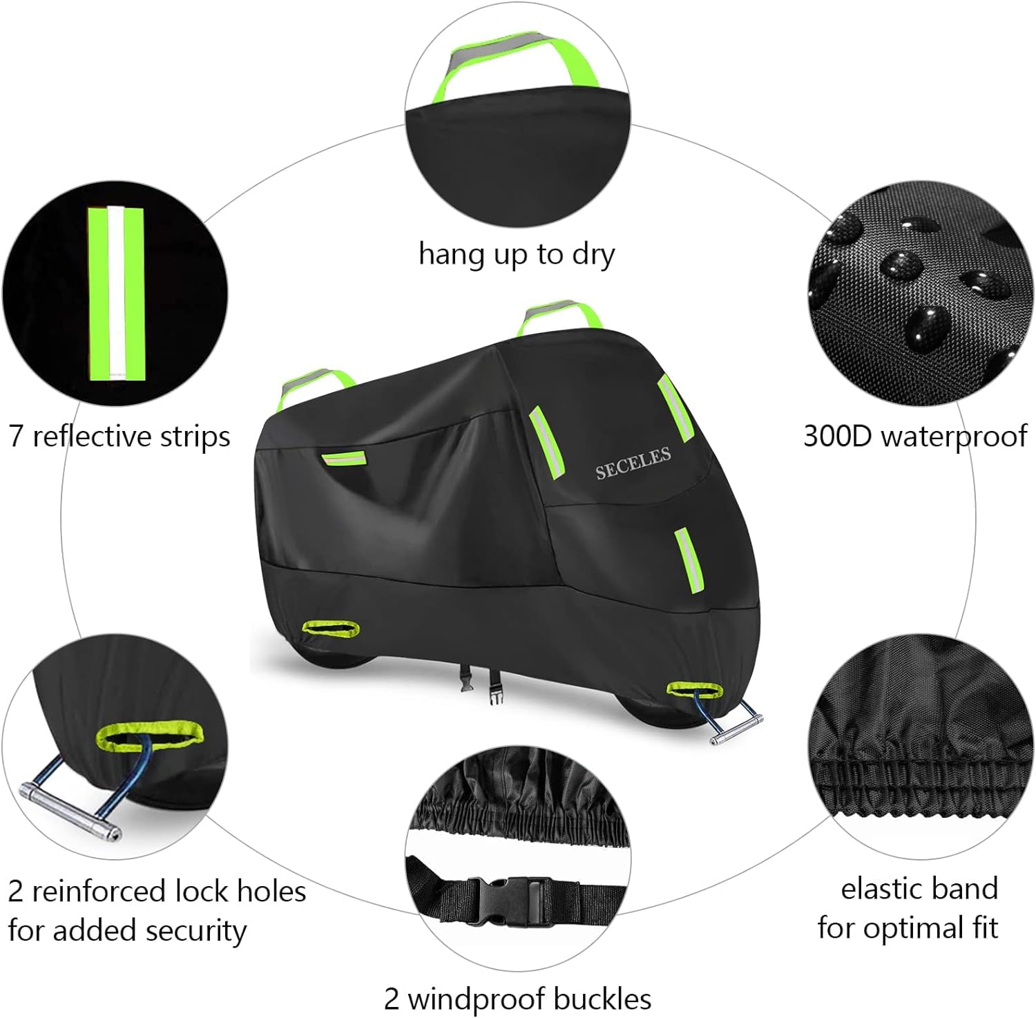 Motorcycle Cover All Season Waterproof Outdoor Protection 300D Oxford Cruiser Motorcycle Accessories Powersports Vehicle Covers