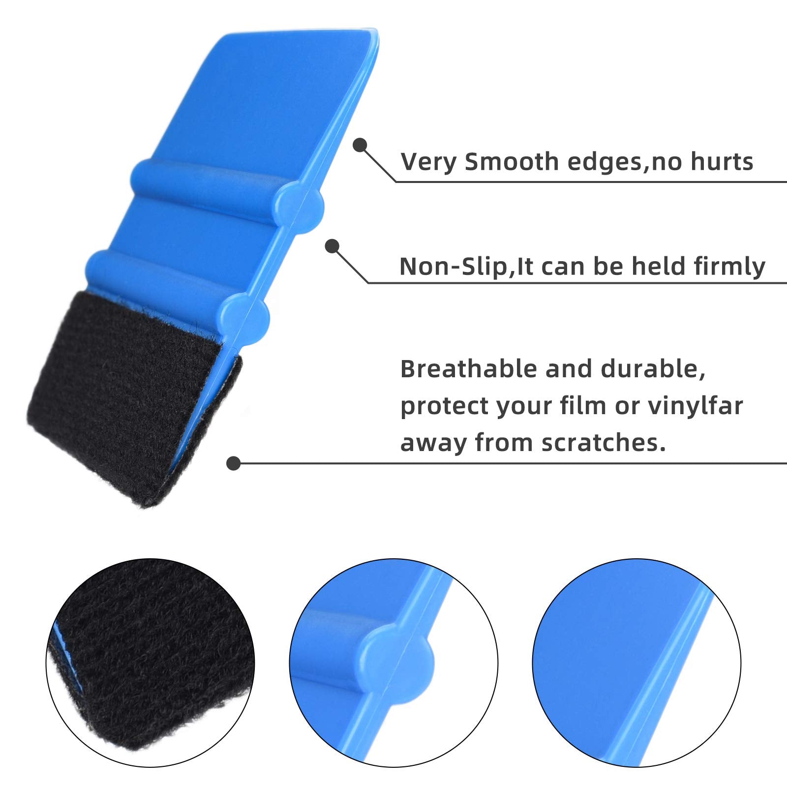 Durable Black Felt Edge Vinyl Squeegee Tool 4-Inch, Car Vinyl Film Wrapping Decal Squeegee Window Tint Work, Professional Scratc