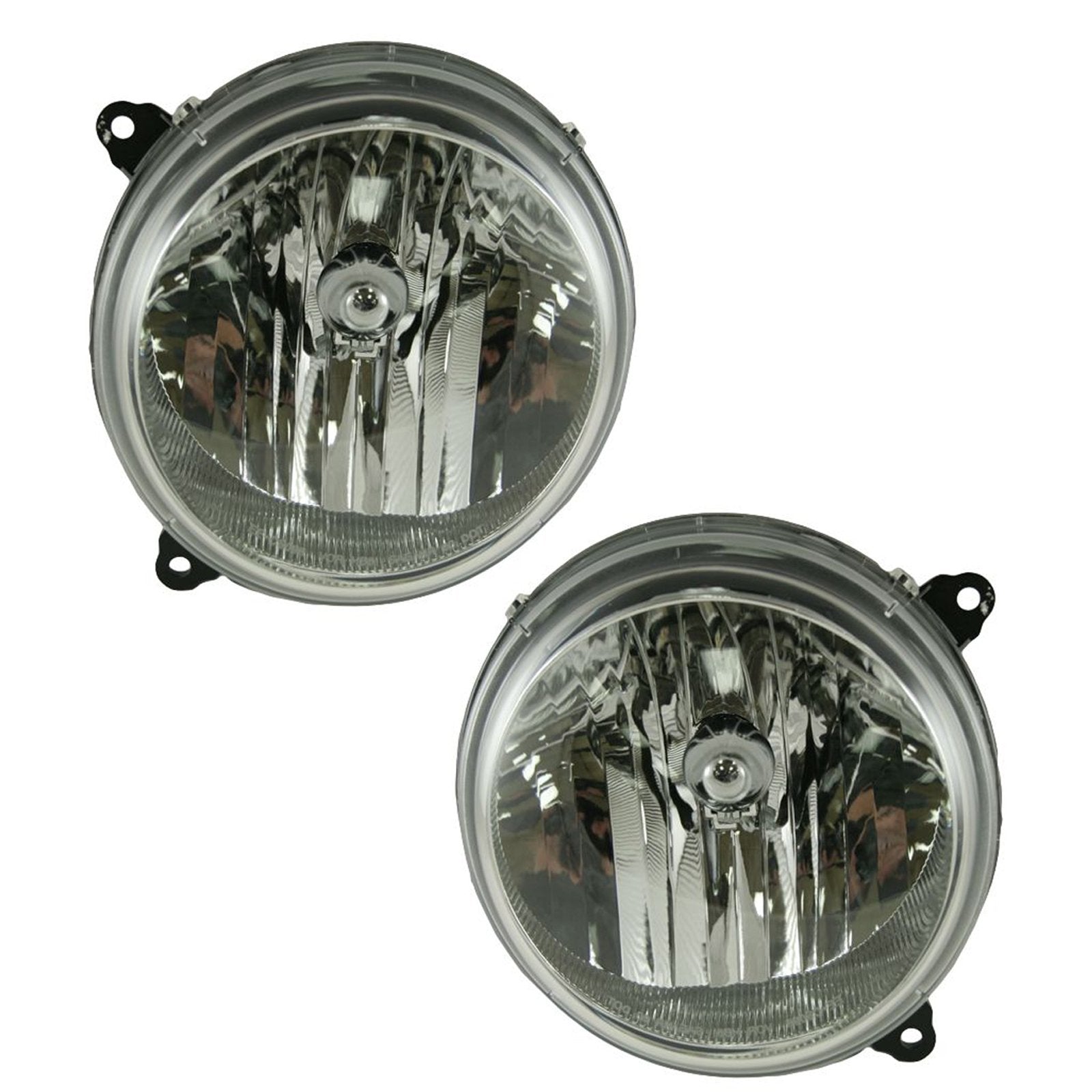TRQ 2 Piece Headlight Assembly Set, Chrome Bezel, Jeep Liberty 2005-2007, Driver & Passenger Side, Model HLA88568, White