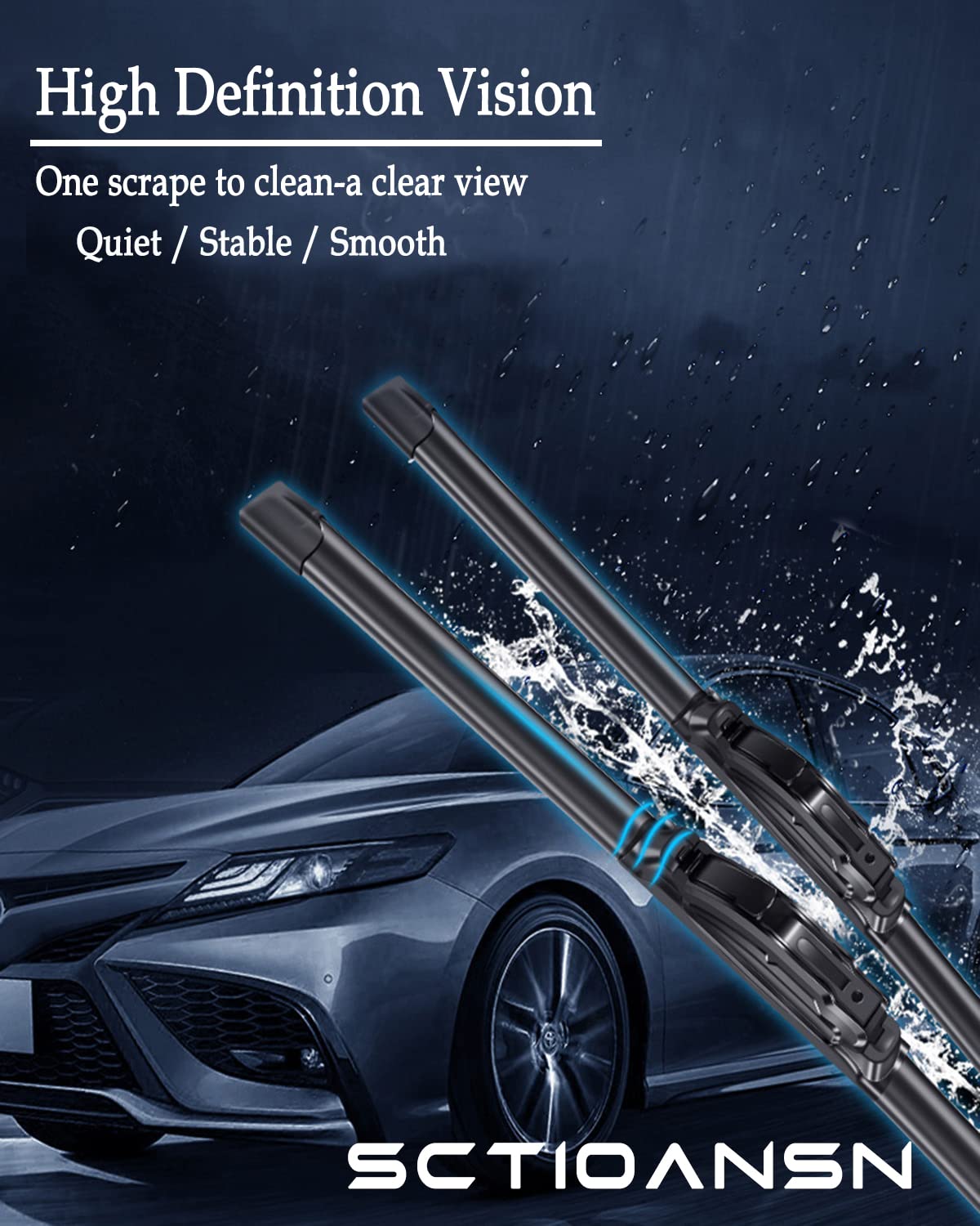sctioansn Windshield Wiper Blades Set for Nissan Versa Note 2014-2019 - 28"/13"/12B" - AA Grade Rubber, J-Hook (Pack