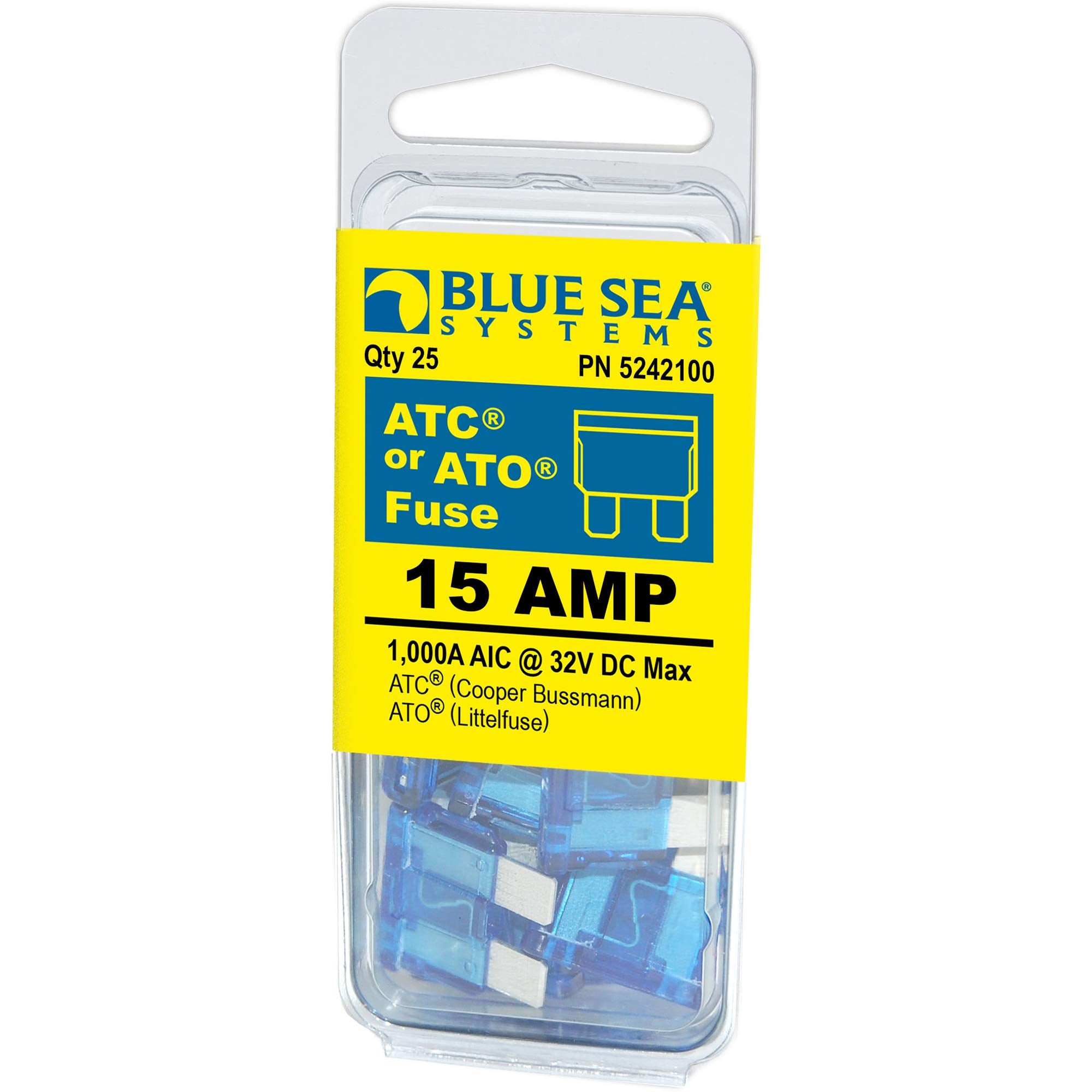 Blue Sea Systems 5242100 15A Ato/Atc Fuse , 25 Pack