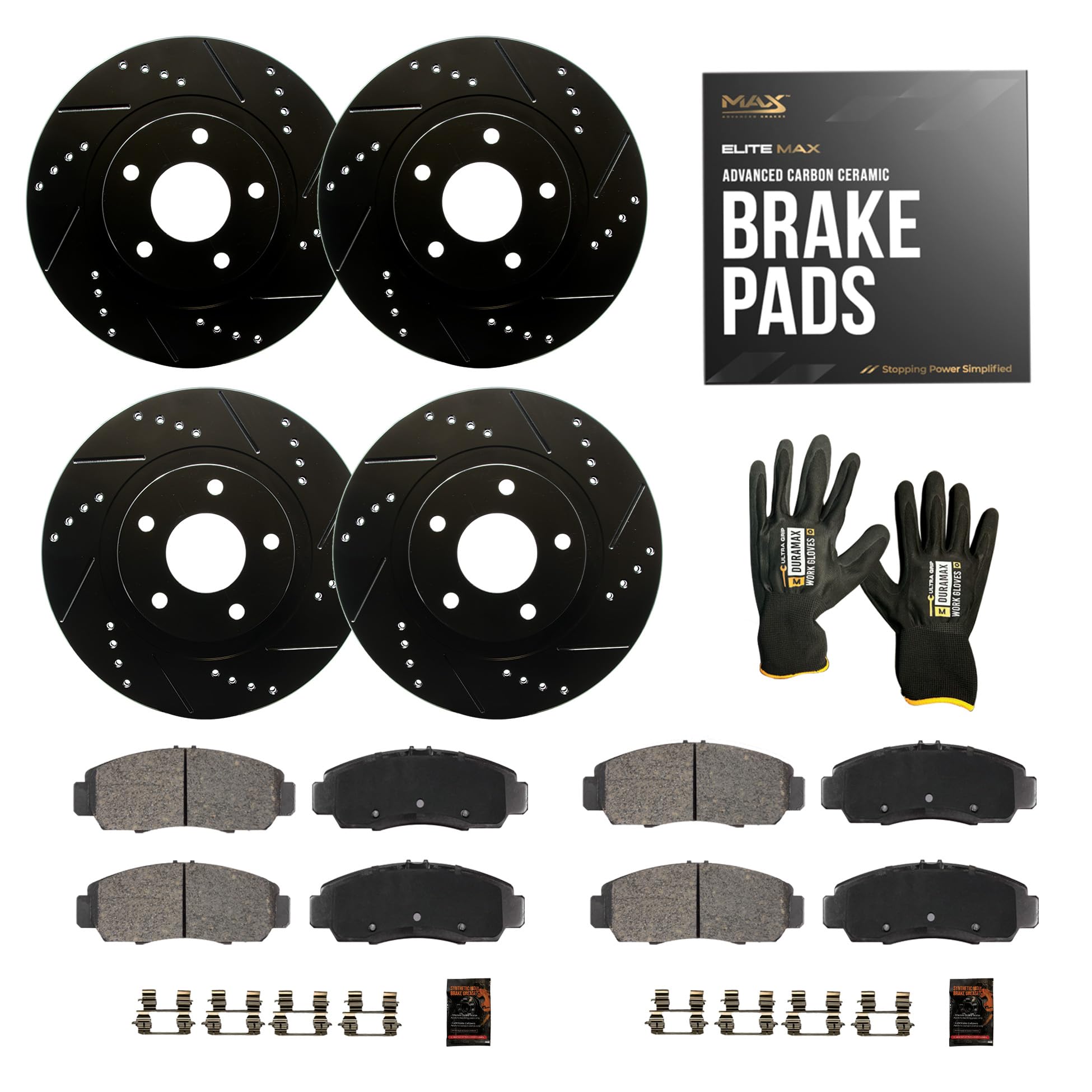 Max Advanced Brakes Front & Rear Brake Kit Compatible With 2011 2012 2013 2014 Ford Edge Compatible With Lincoln Mkx Replacement