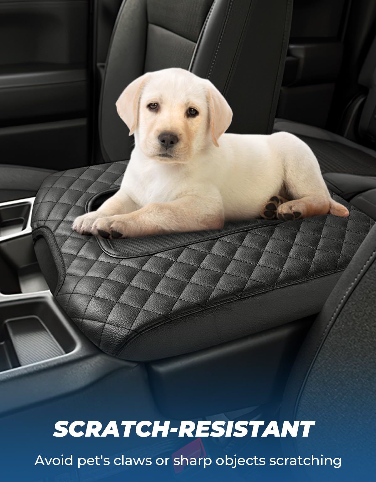 Issyauto Center Console Cover Compatible With 2019-2024 Silverado Sierra Jump Seat Console Leather Armrest Cover