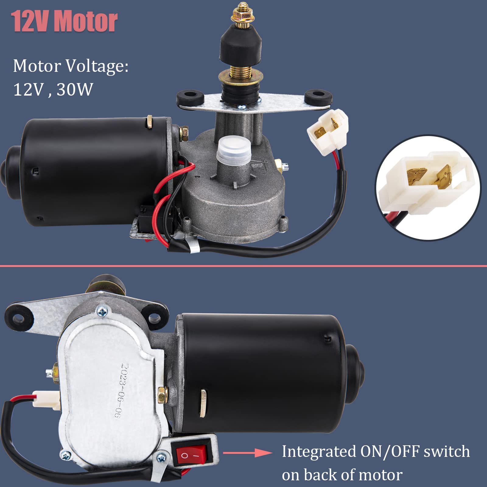 9TH SHOP Electric UTV Windshield Wiper Kit - 12V Universal Motor, Aluminum Construction, Ideal for Golf Carts and UTVs