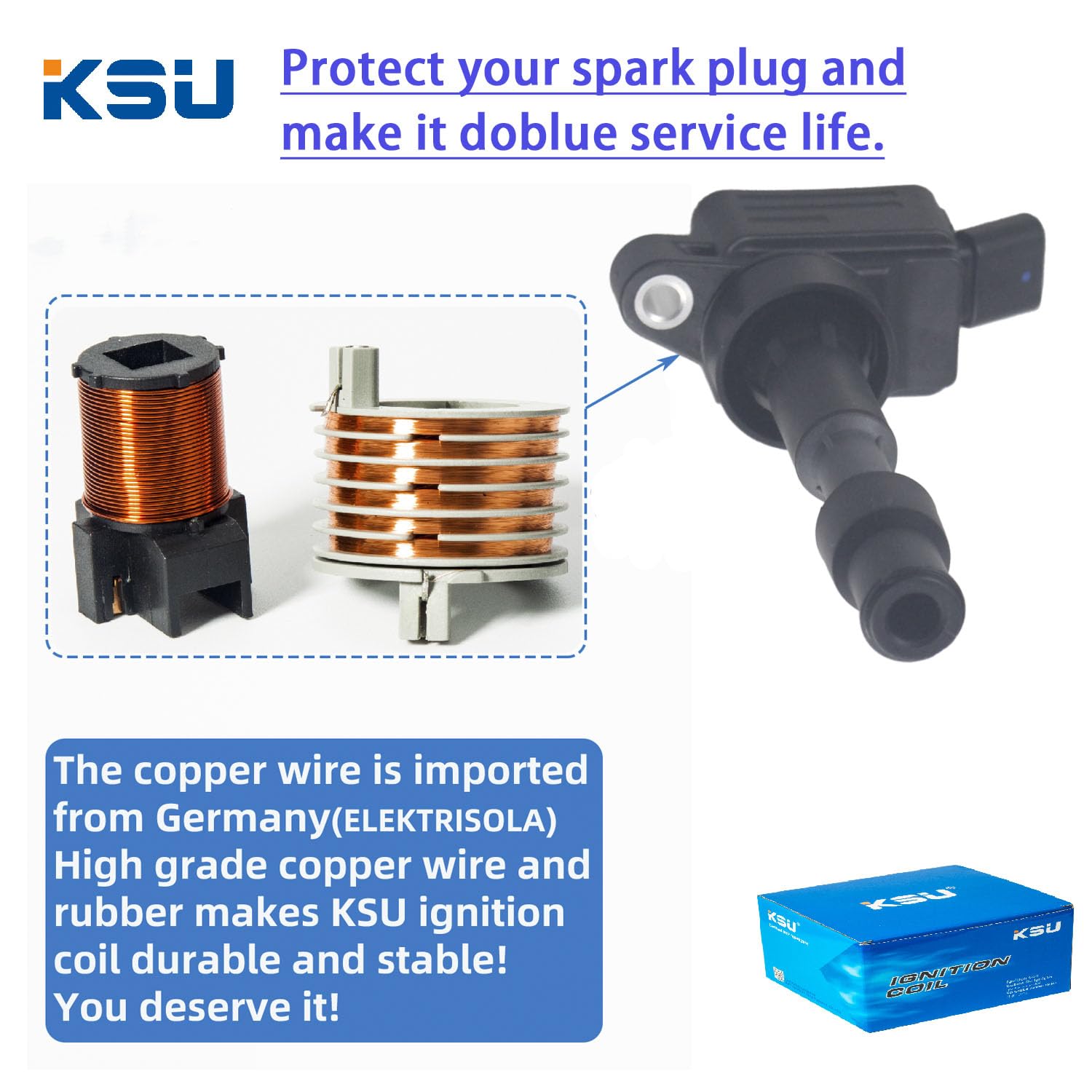 KSU Coil pack compatible with Hyundai Sonata 2.0L L4 ELECTRIC/GAS 2016 2017 2018 2019
