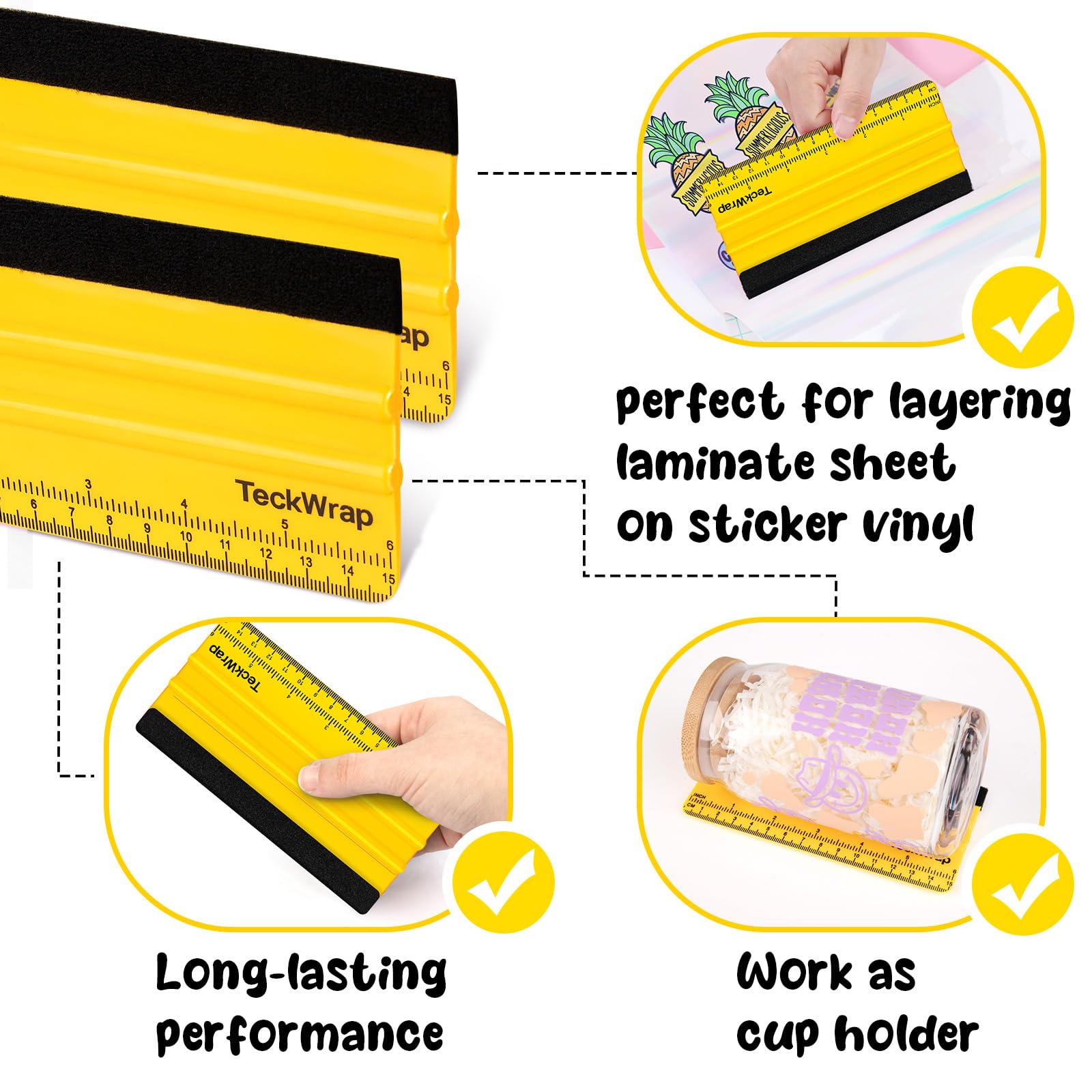 Teckwrap Squeegee For Vinyl Felt Squeegee Scraper Tool For Decals, Inkjet Sticker Paper, And Wallpaper - 6 ''X2.9 '', Scratch-Fr