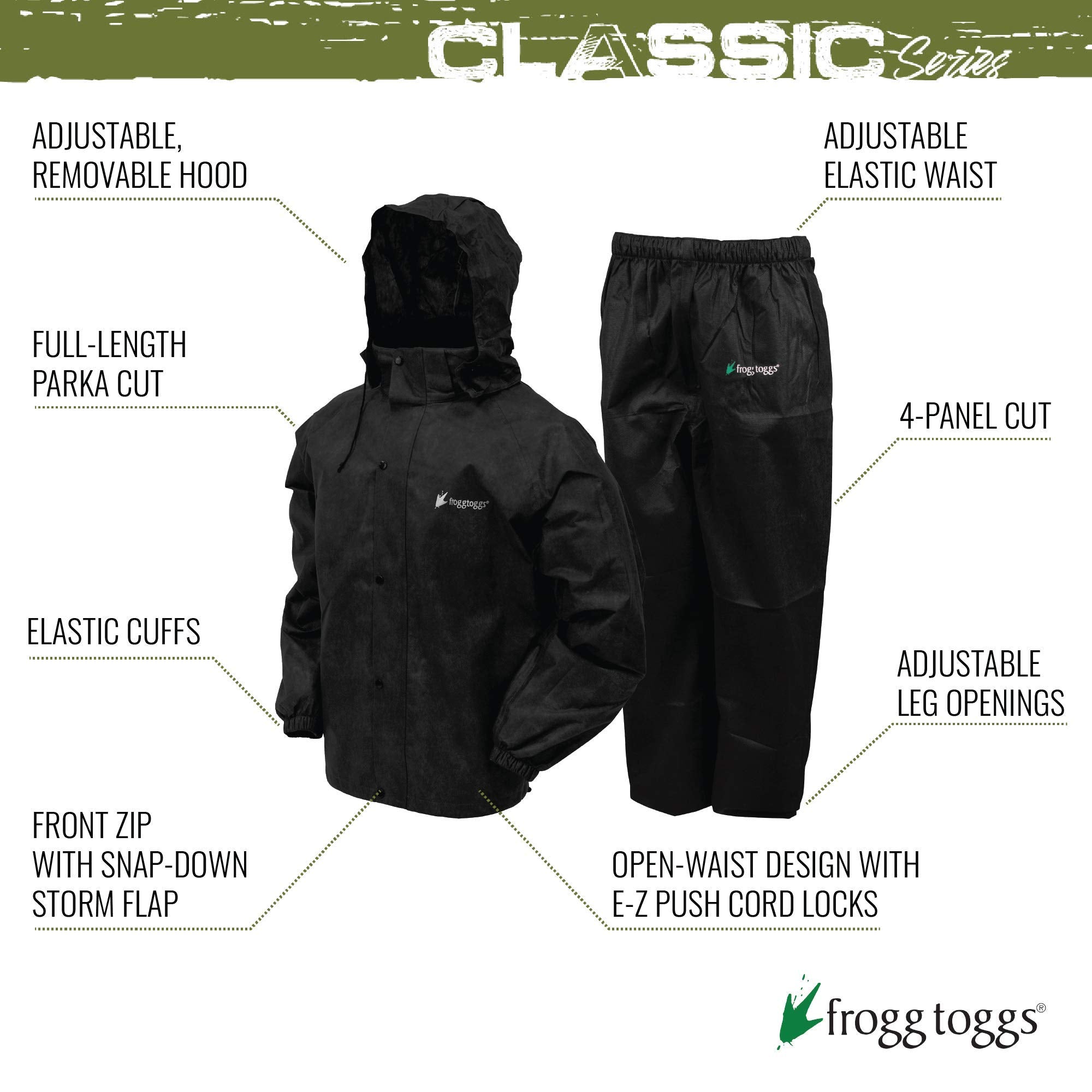 FROGG TOGGS Men's Classic All-Sport Waterproof Rain Suit, Large, White, Synthetic, Model 26.5
