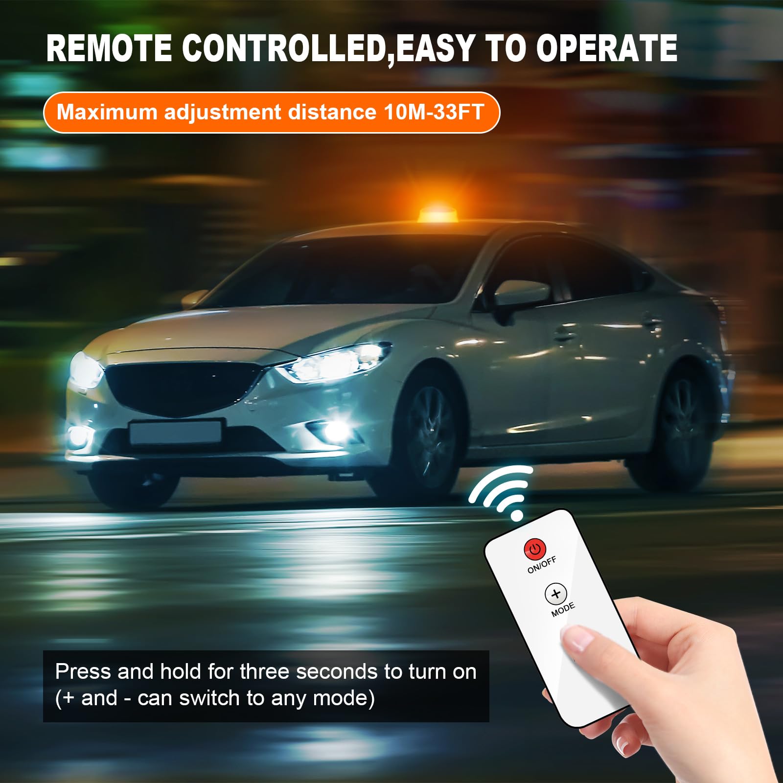 Antom Led Strobe Lights - Wireless Remote Control Flashing Light-12-24V High Brightness Battery Beacon Lights -Magnetic Base Amb