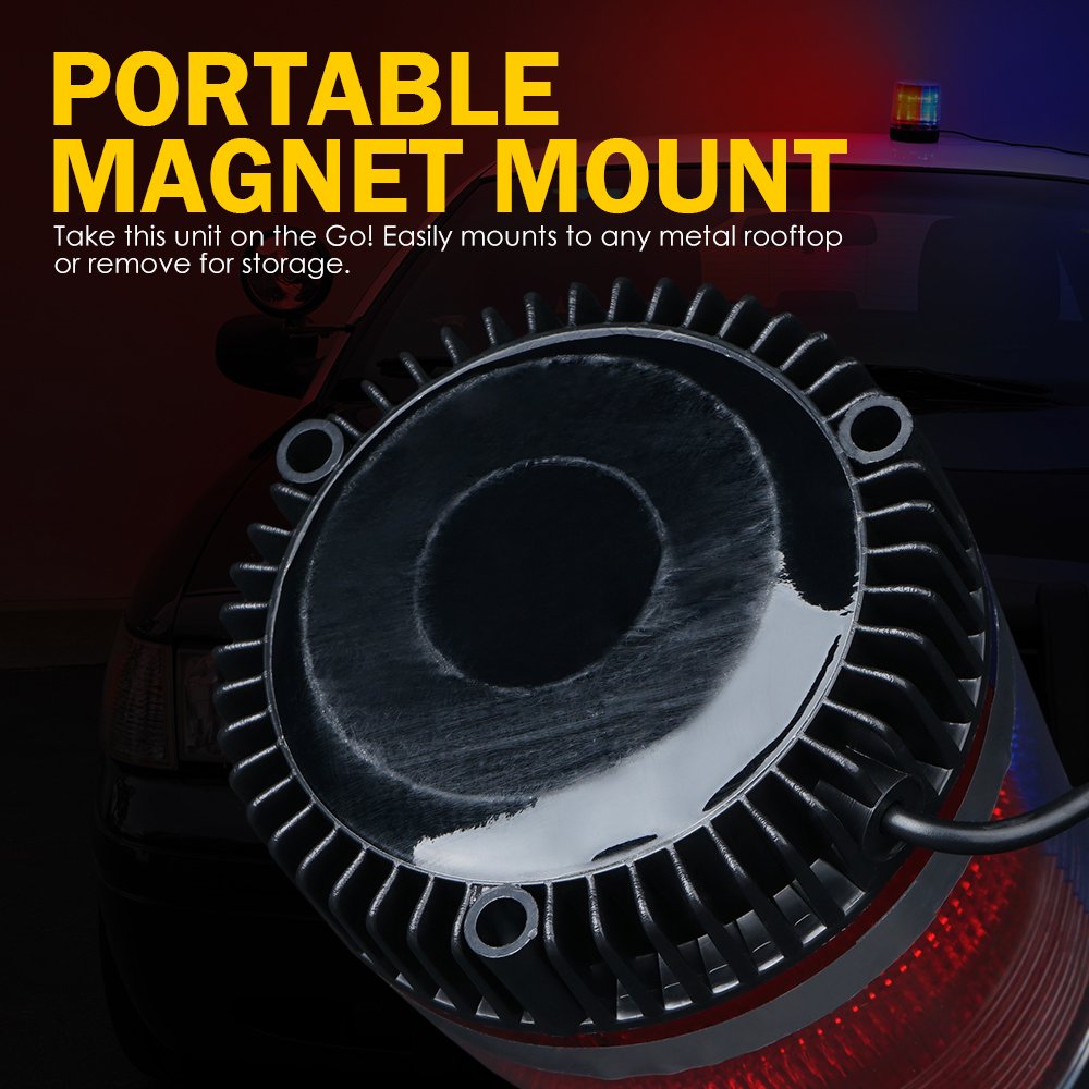 Xprite Red & Blue LED Rooftop Beacon Strobe Light Magnetic Base, Safety Warning Police Flashing Lights for Law Enforcement Vehic