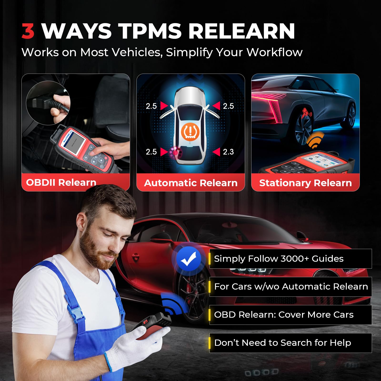 Autel MaxiTPMS TS508WF TPMS Programming Tool, 2024 Upgraded of TS508 for MX-Sensors (315/433 MHz) TPMS Relearn/Activate All Sens