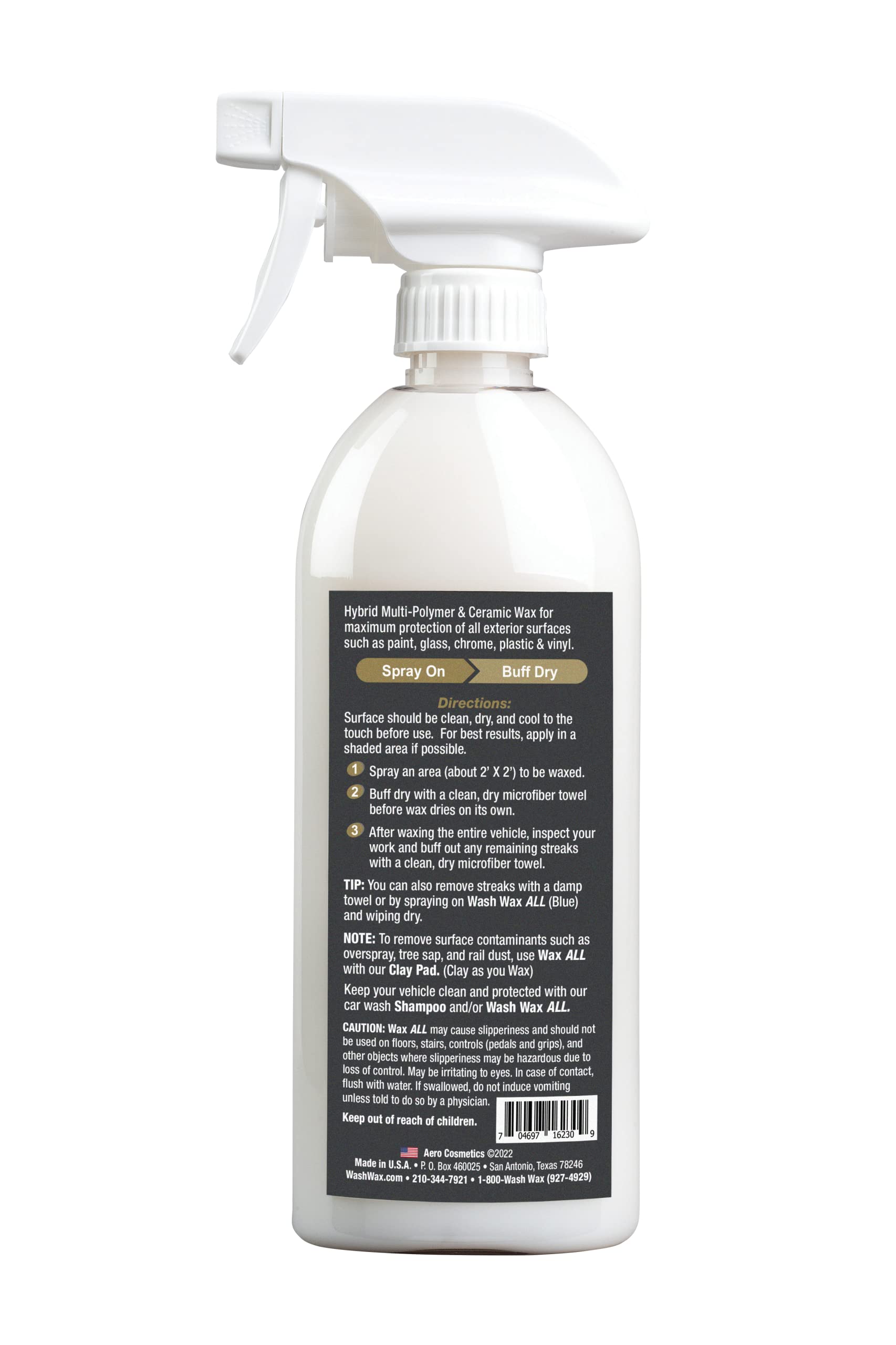 Aero Cosmetics Ceramic Wax - Aircraft Grade Hybrid SiO2 Technology, 16.9 Fl Oz, Long Lasting UV Protection & Superior Shine