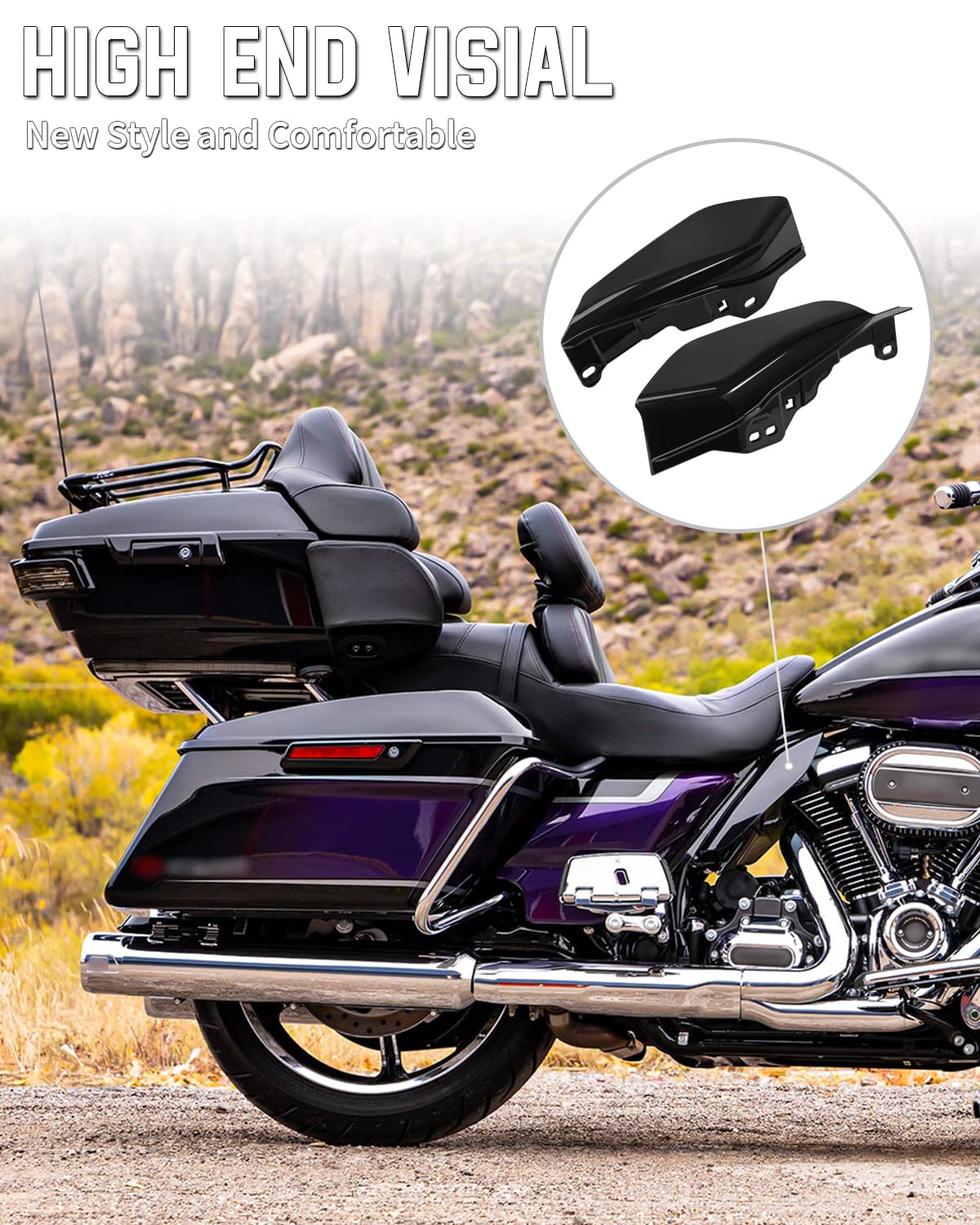 ANONEMOTO Glossy Black Mid Frame Air Deflector, Heat Shield Deflector Compatible for Harley Davidson Touring 2009-2024 Road Glid