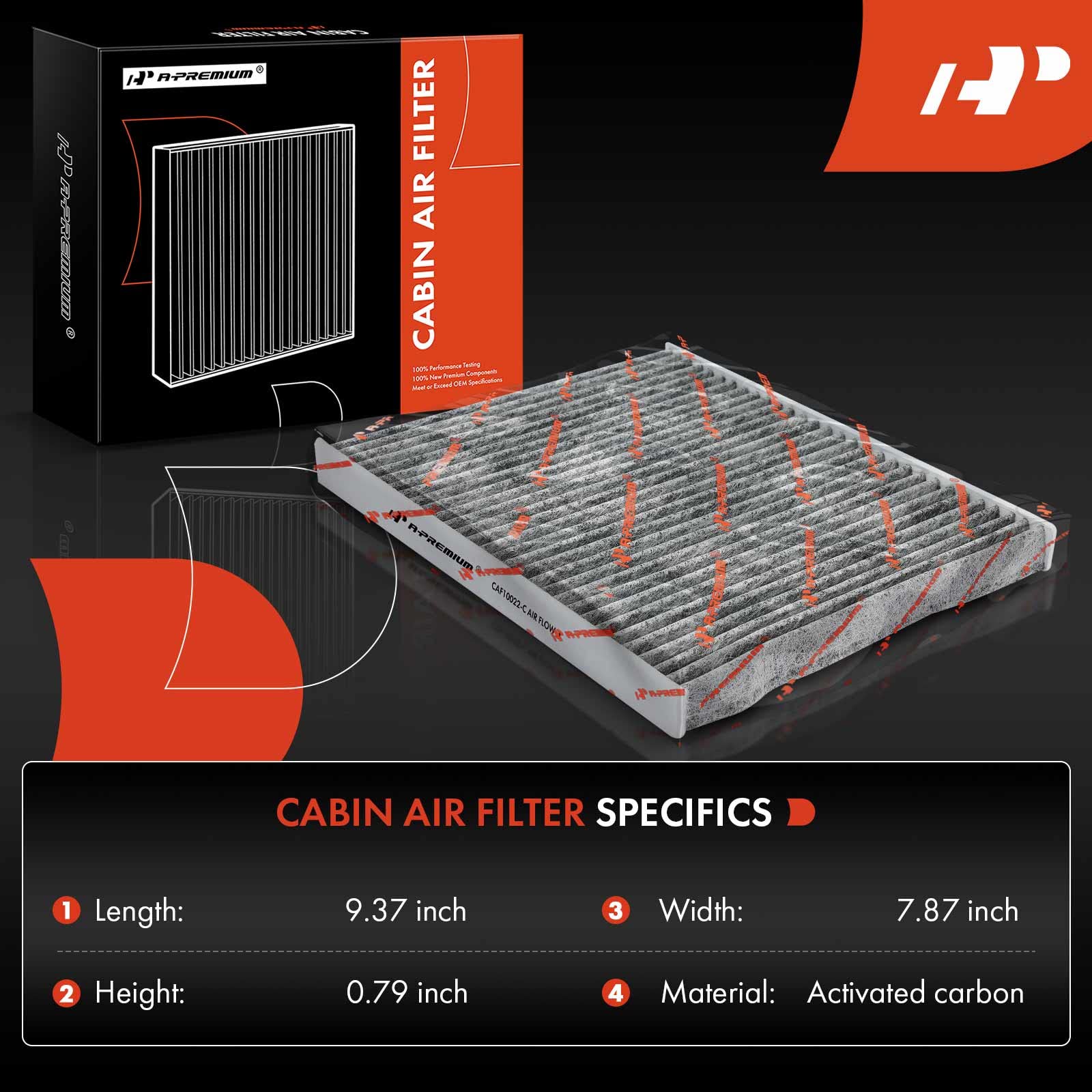 A-Premium 2-Pc Cabin Air Filter With Activated Carbon Compatible With Jeep Gladiator 2020-2022, Wrangler 2018-2023 - 2.0L 3.6L 6