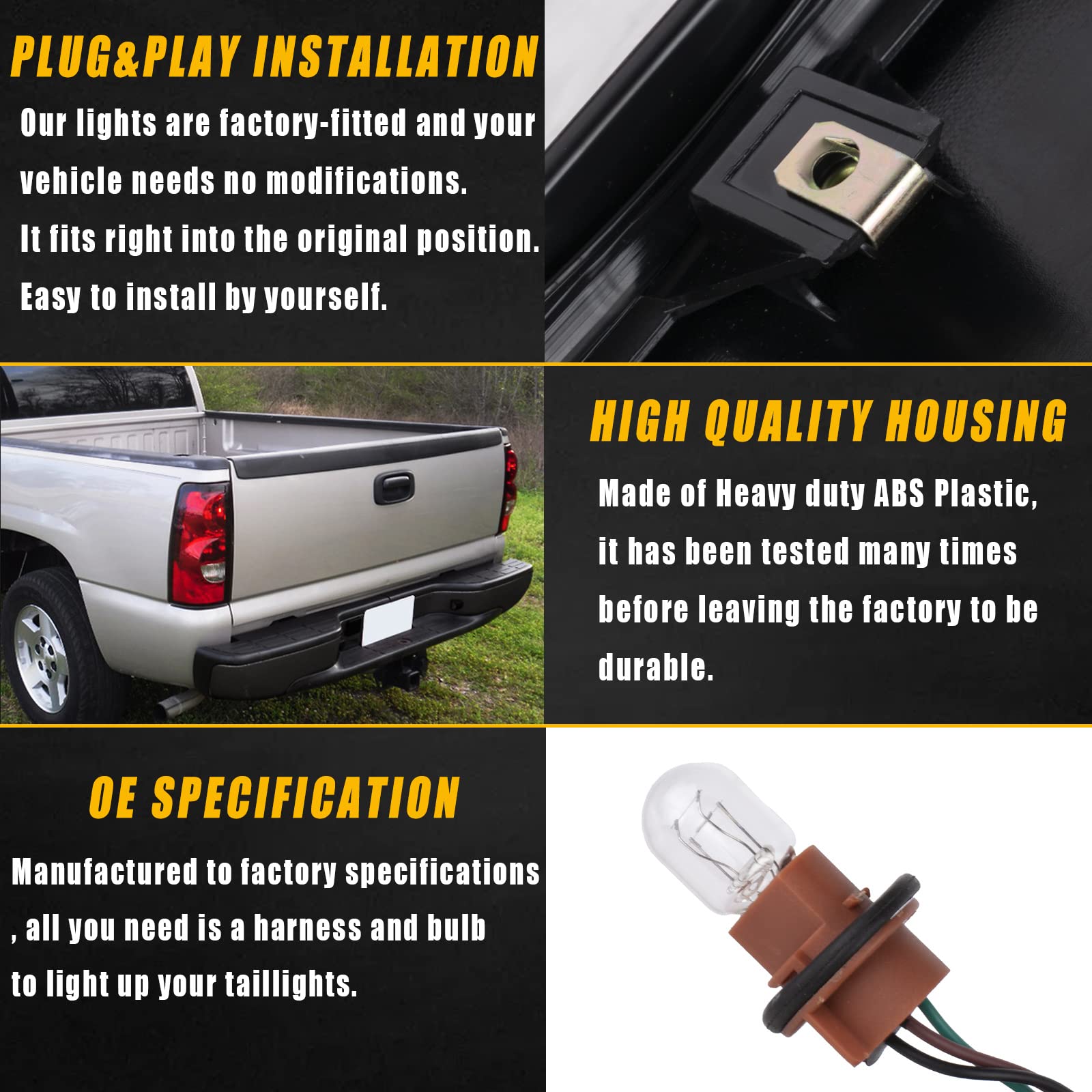 Right Passenger Side Tail Light Compatible With 2003 2004 2005 2006 Chevy Silverado 1500 2500 3500 Factory Style Tail Light - Bu