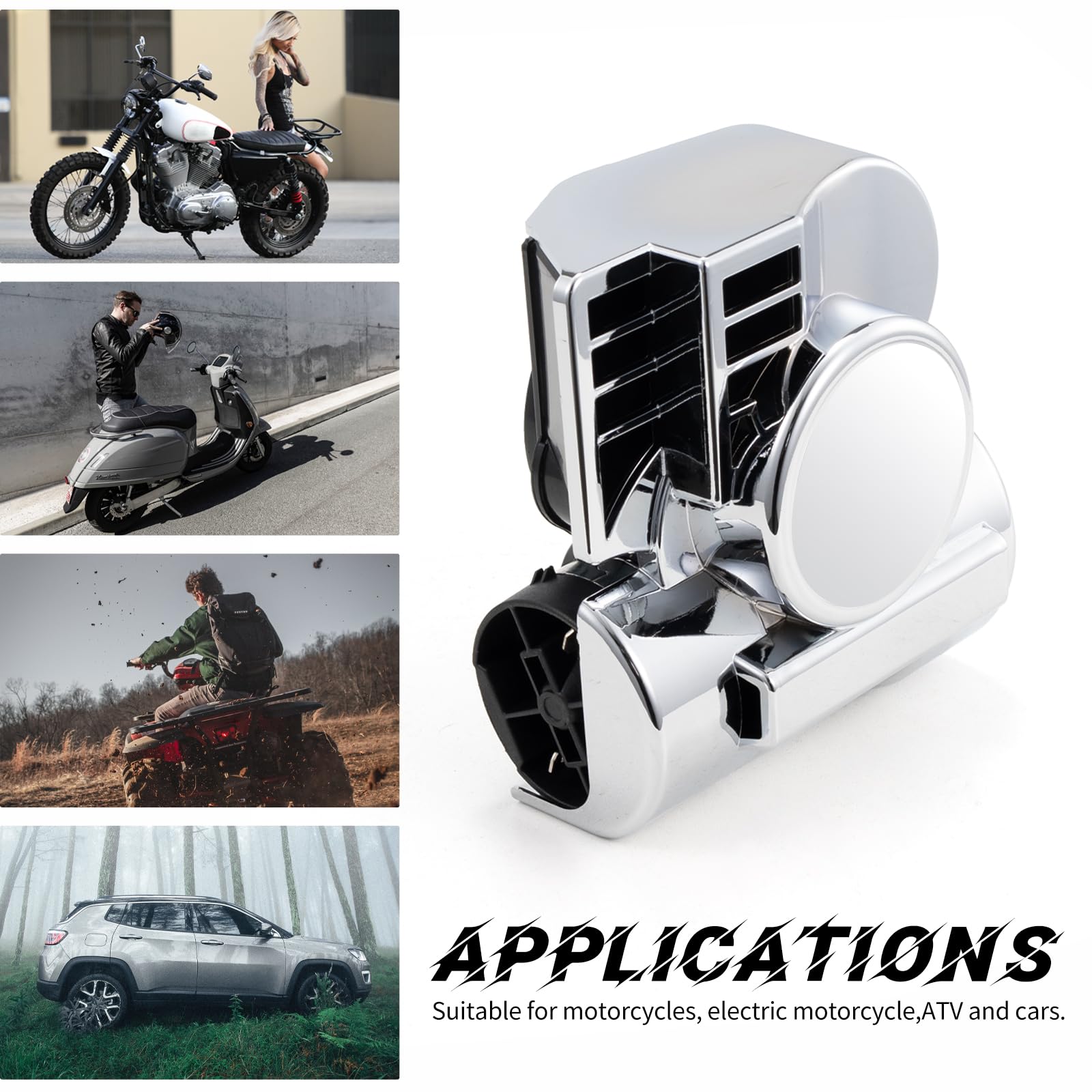 FARBIN Air Horn for Cars Trucks Motorcycle with Horn Cover Silver 12V 150DB Train Sound Car Horn Kit Super Loud Horns for Motorb