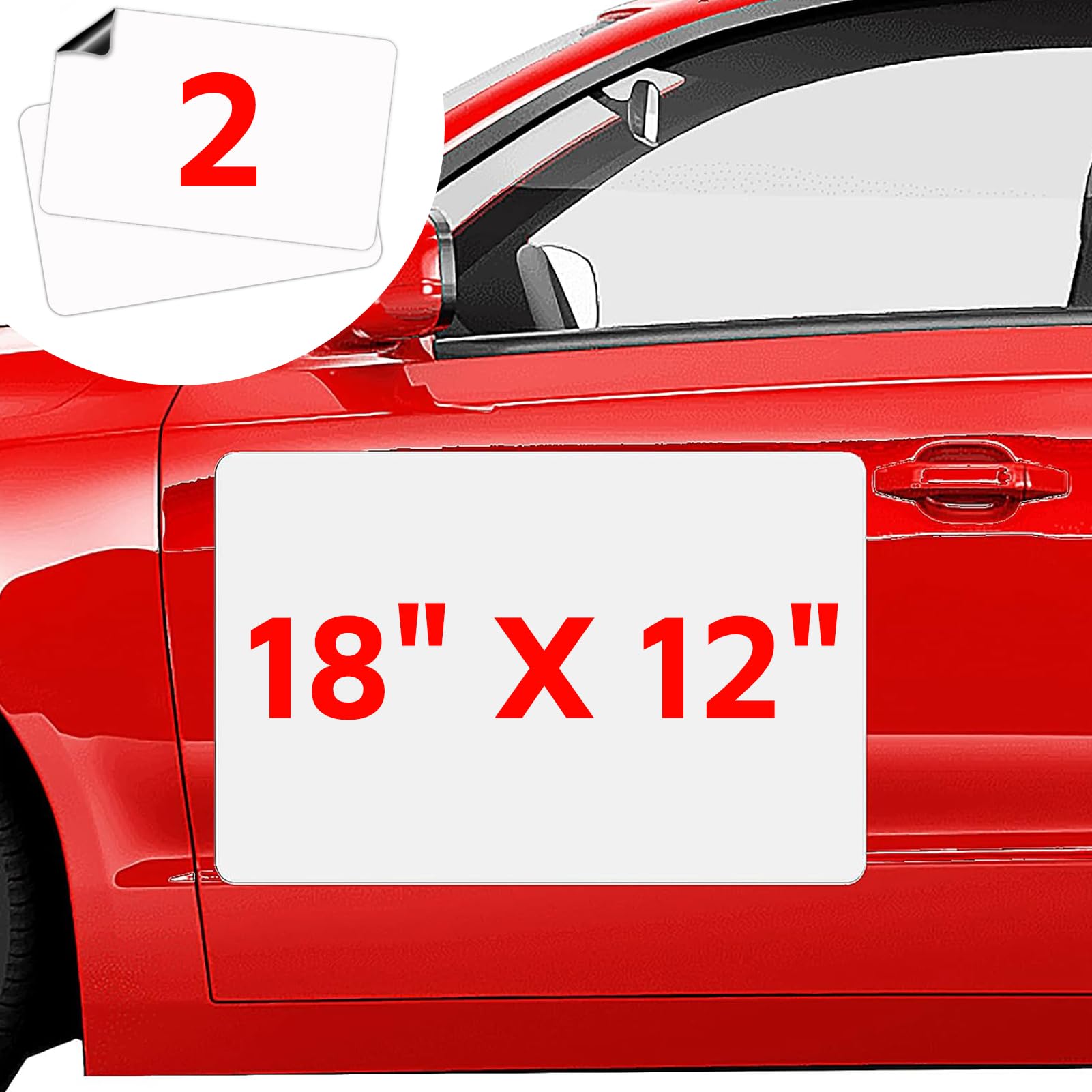 2 Pack Blank Car Magnets, 18 x 12 Car Door Magnets Signs, Rounded Corners Magnetic Vehicle Sign for Car to Advertise Business an