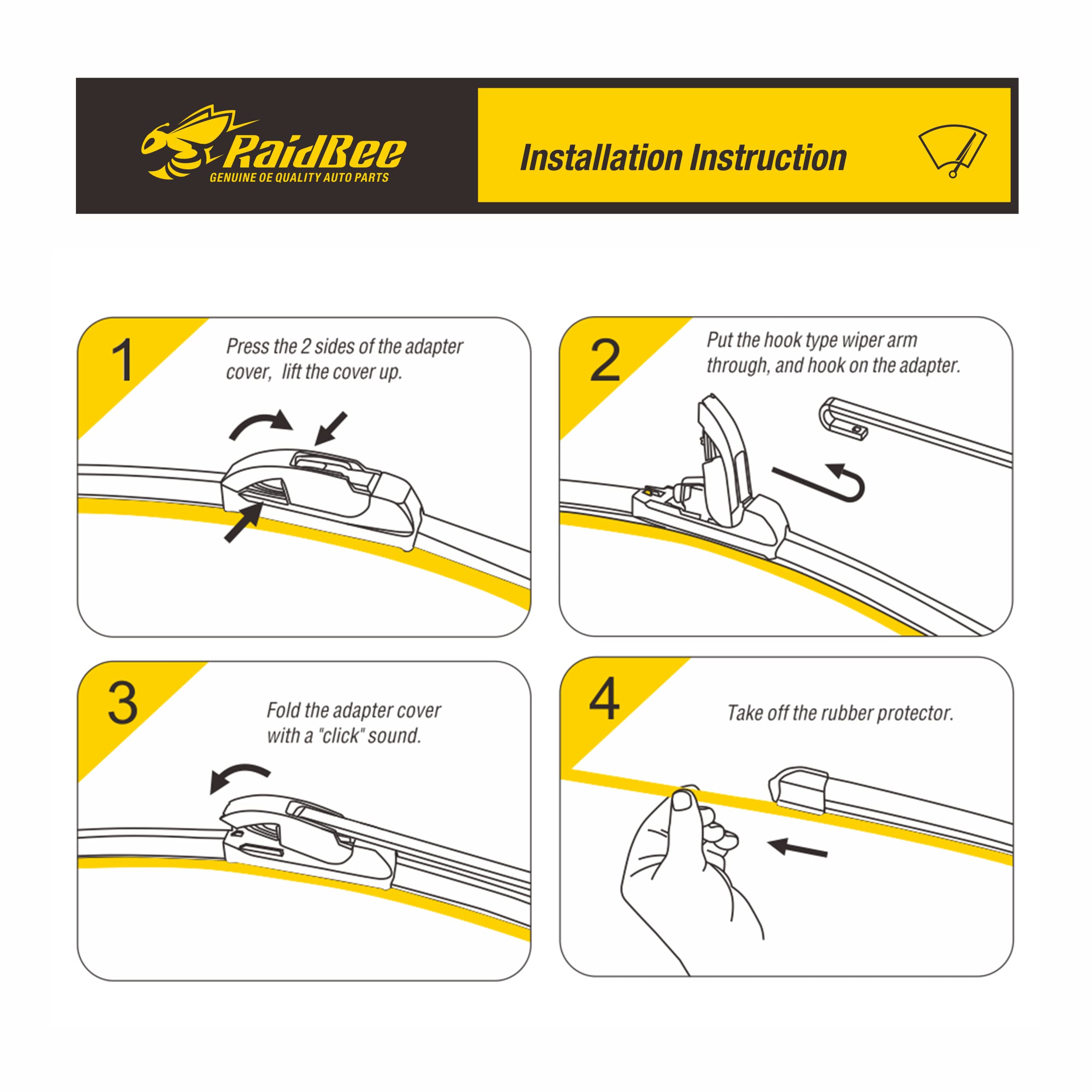 Raidbee Oem Windshield Wipers Blades Replacement For Palisade,Discovery Sport,Lexus Gx460,Highlander Front & Rear Wipers For My