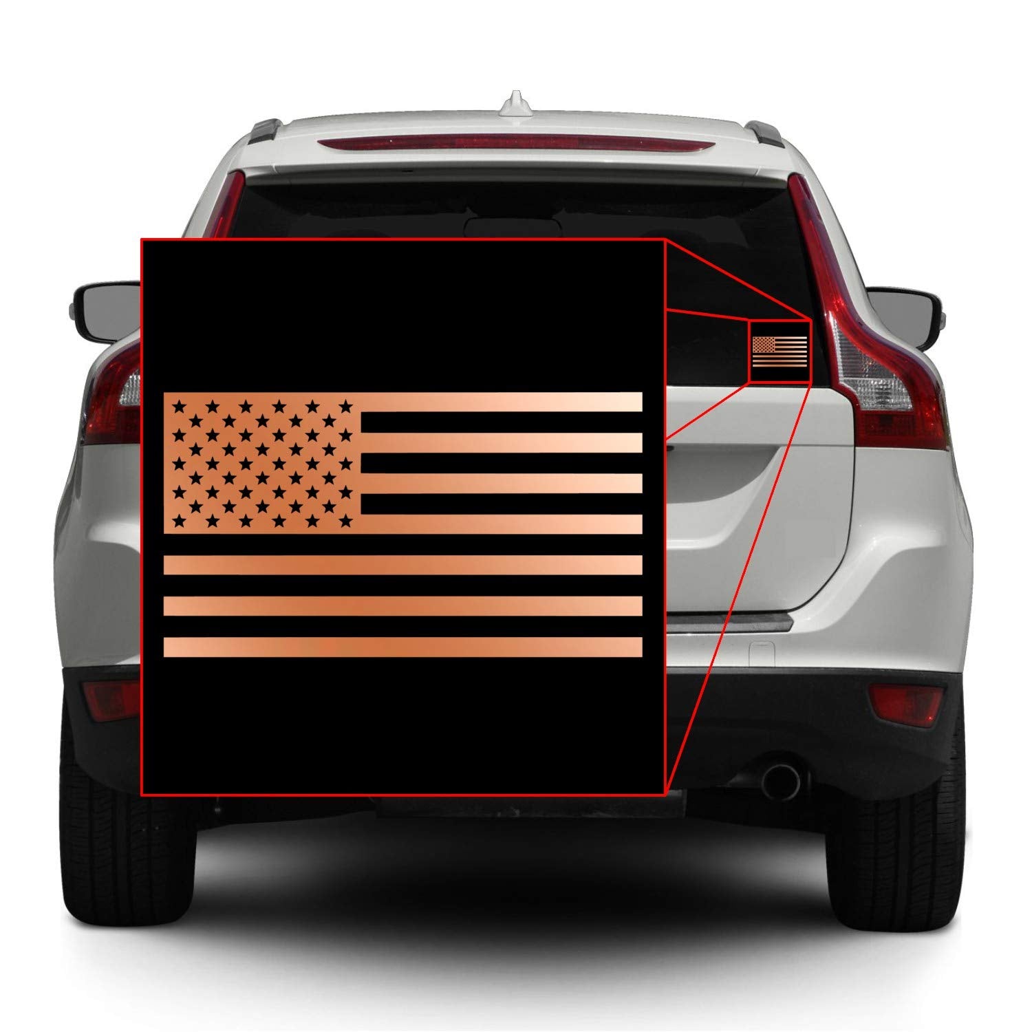 American Us Flag [Pick Color/Size] Vinyl Decal Sticker For Laptop/Car/Truck/Window/Bumper (7.5In X 4.2In, Metallic Copper)