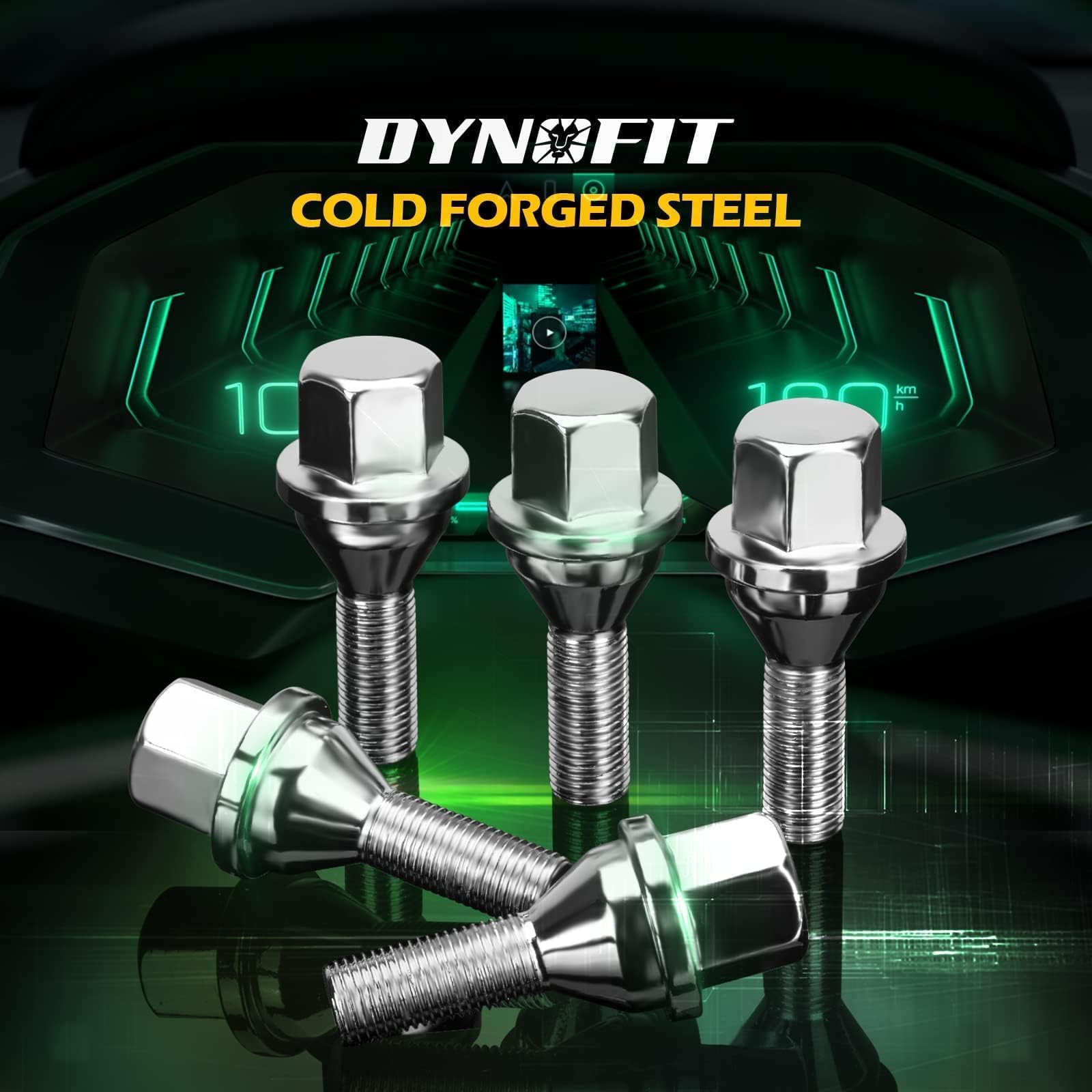 dynofit 12x1.25 OEM/Stock Wheel Lug Bolts, 20pcs ET 28mm Shank 19mm Hex 2.45 inch Length Solid Chrome Studs Set for 2015-2022 Je