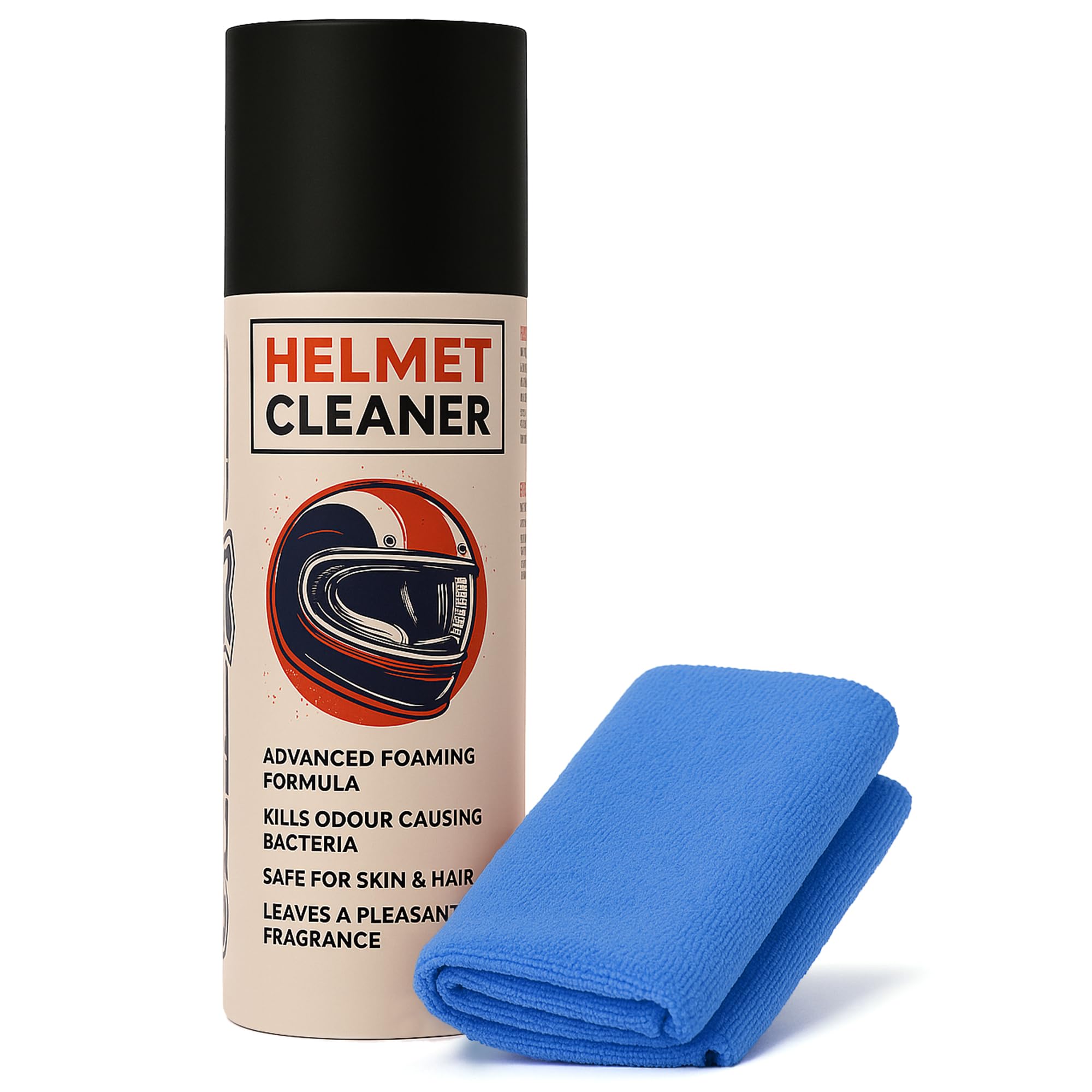 ShineXPro Helmet Cleaner & Microfiber Cloth, AntiBacterial Foaming Helmet Cleaning Spray, Safe for Hair & Skin  Helmet Interio