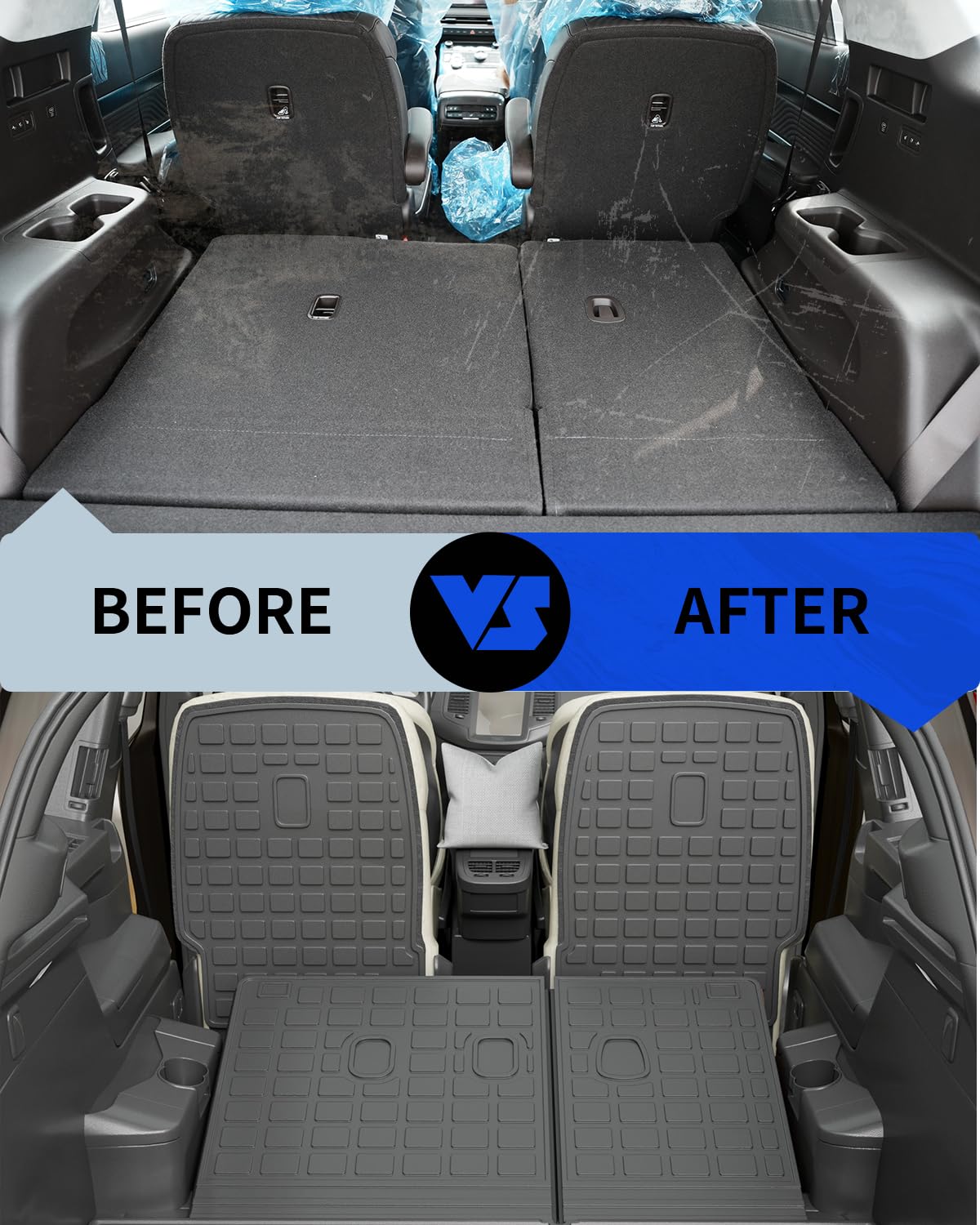 Rongtaod Cargo Mat for 2020-2025 Hyundai Palisade - 7 Seats, TPE Material, 31.89"x27.37", Includes 2nd &