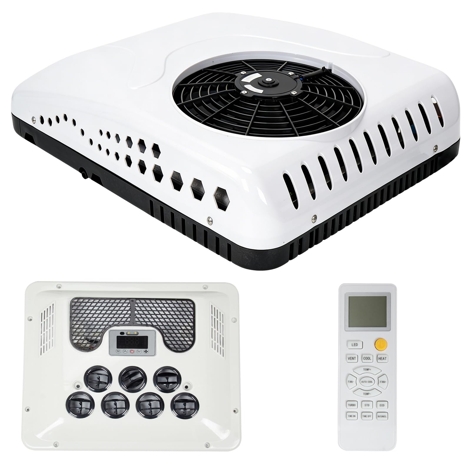 12V Rooftop Air Conditioner for RV 15000 BTU Heating & Cooling,12 Volt DC AC, Brushless Compressors, Ultra-Quiet for Truck, Camp