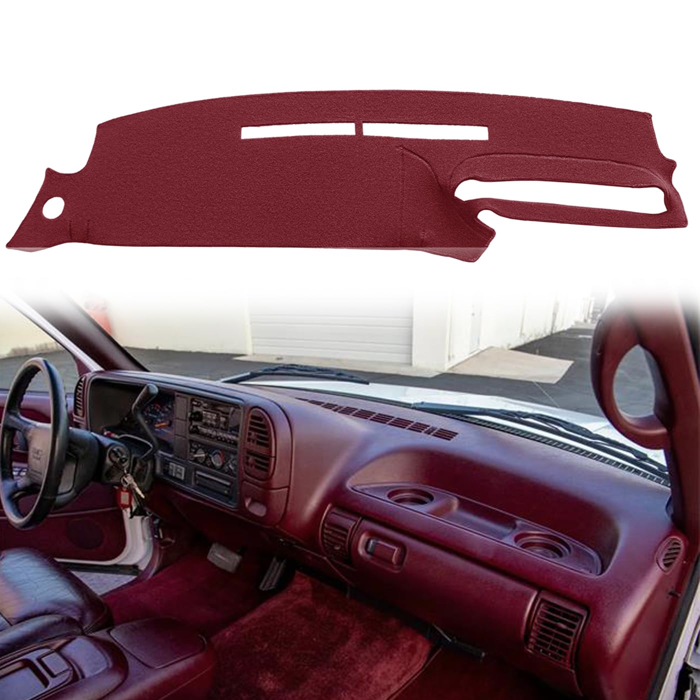 Yiz Dash Cover Mat for 1995-1996 Chevy Silverado & GMC Sierra, 12"x14"x2", 95-96 Maroon, Model YIZ639206j131, Durable