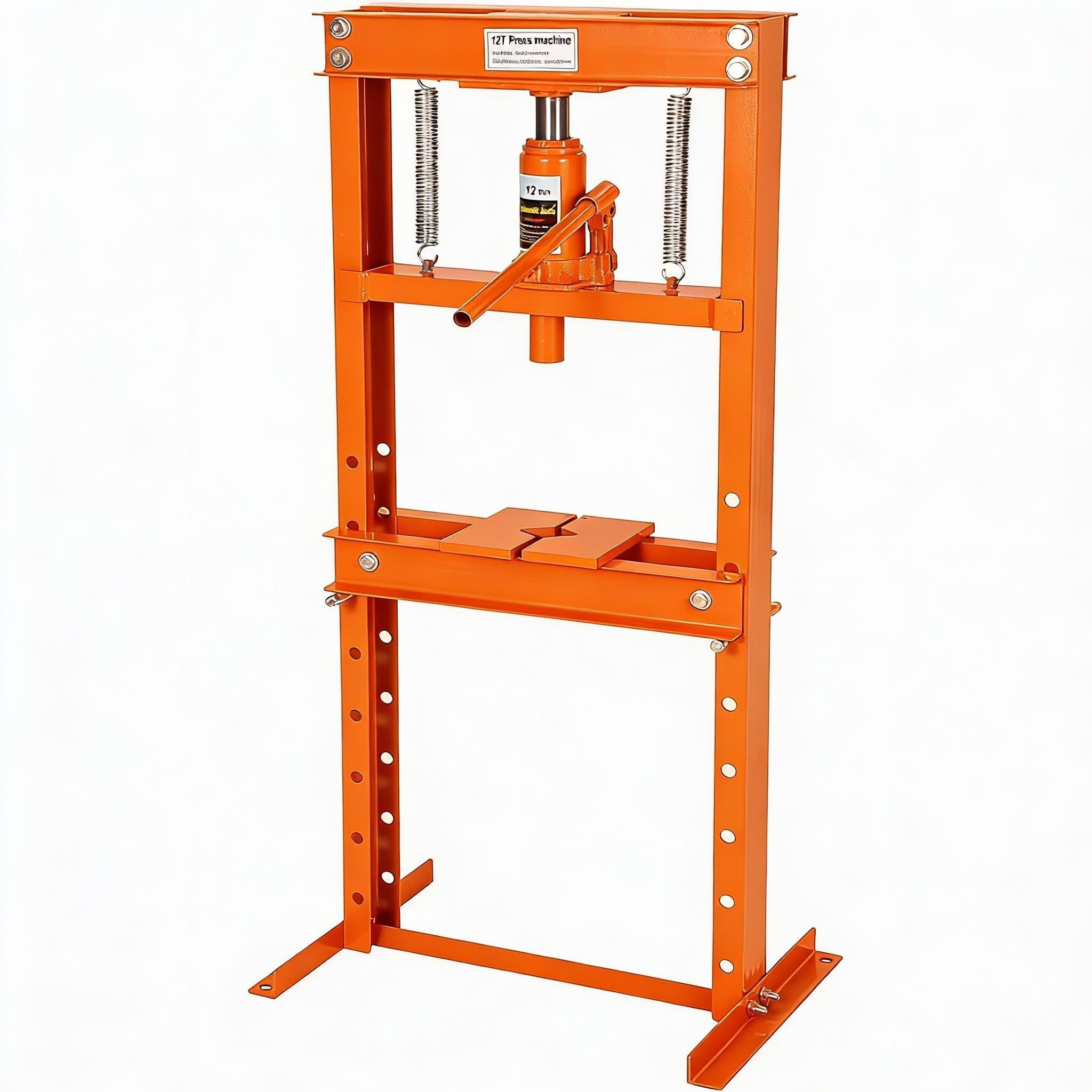 12 Ton Hydraulic H-Frame Shop Press, Heavy Duty Manual Hydraulic Press Machine with Adjustable Bed & Stamping Plates, Metal Work