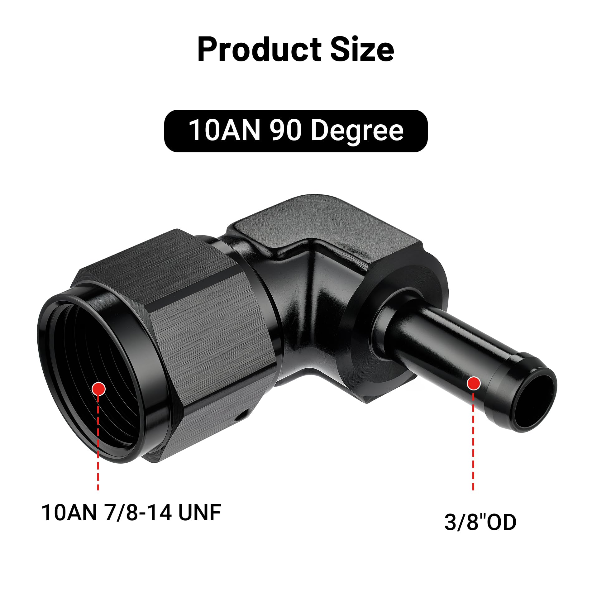 EVIL ENERGY 10AN Female to 3/8" Barb Hose Fitting 90 Degree Swivel Connector