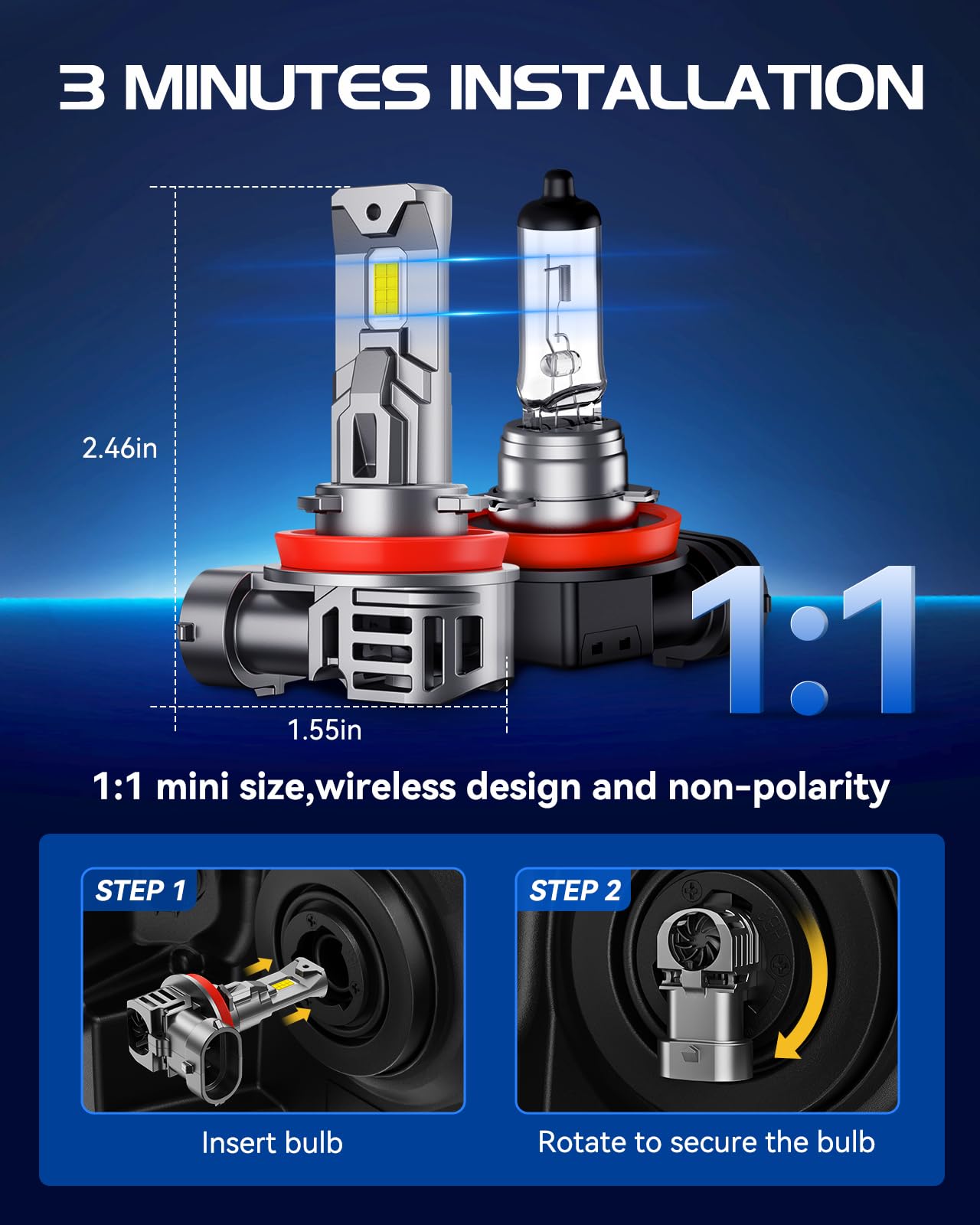 Laxmas ??????/????/???? ??????????, ?????????????? ???????????????????? 6500K Cool White ?????? Fog Light, Wireless ?????? Fog L