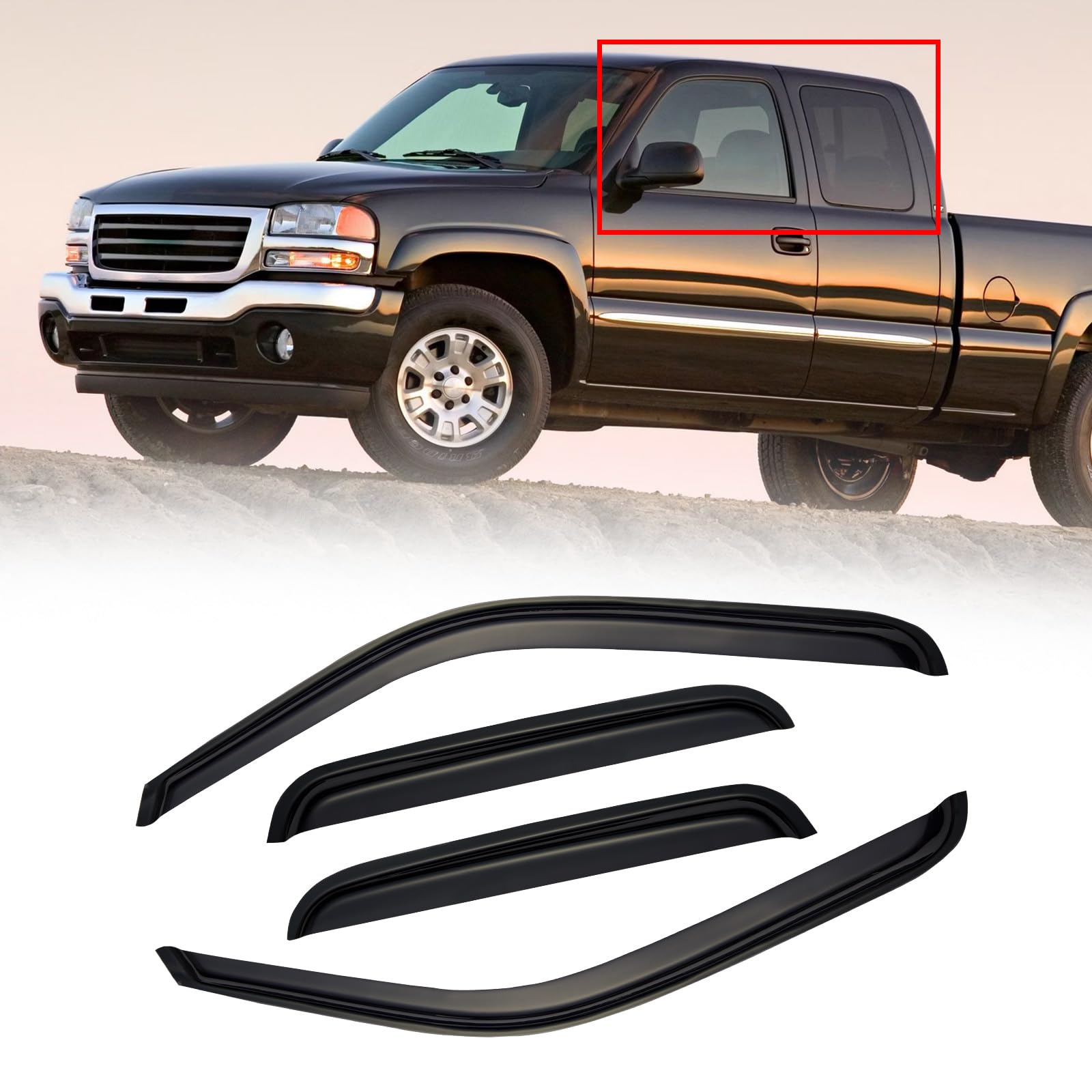 Cmvt Auto Window Visors For 1999-2006 Chevy Silverado & Gmc Sierra 1500/2500 / 3500 Hd, Rain Guards Shields Vent Shade Deflector