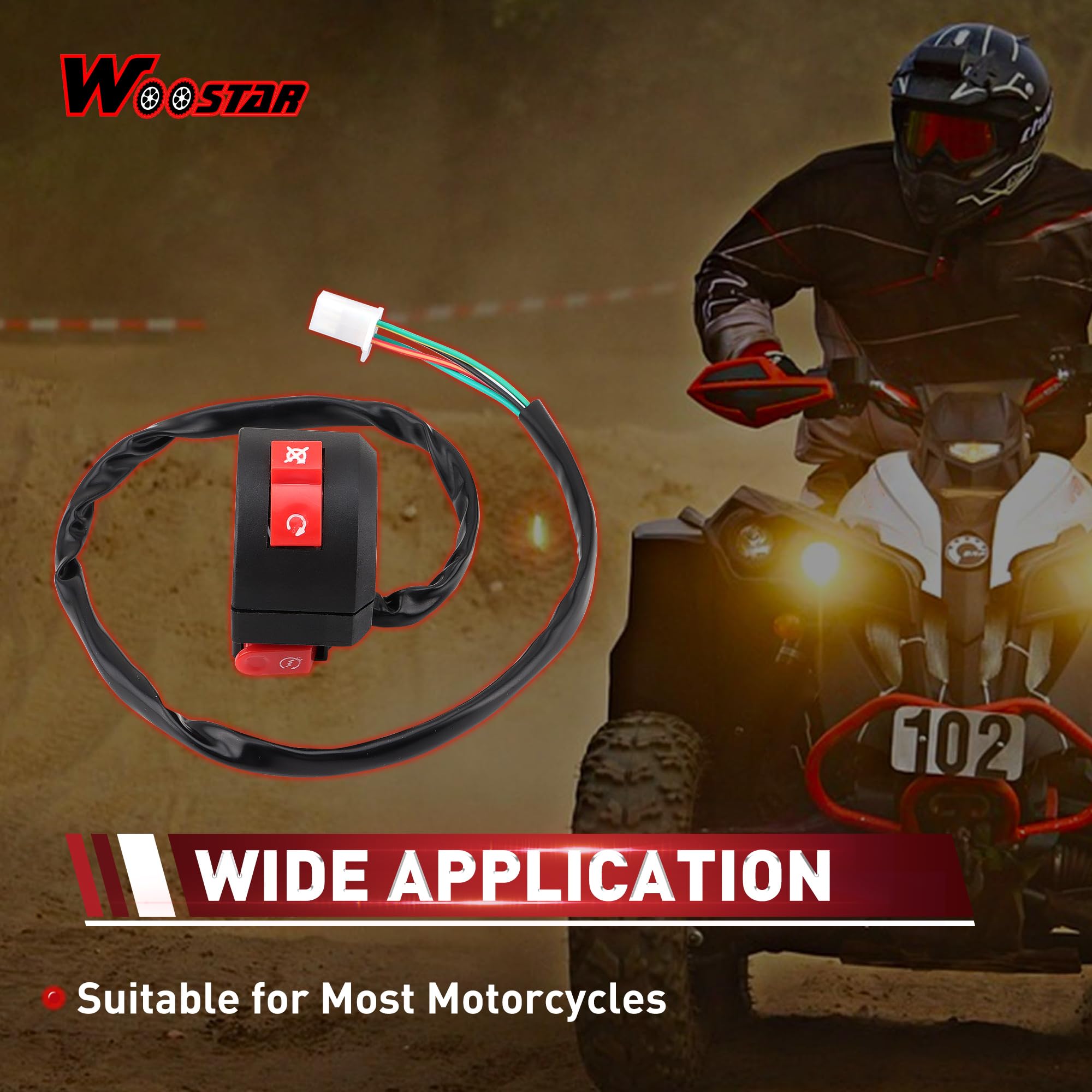 WOOSTAR 7/8'' 22mm Handlebar Left Start Switch Assembly Replacement for Taotao Speedy 50 Pony 50 VIP 50 Jet 50 Powermax 150 4 Wh