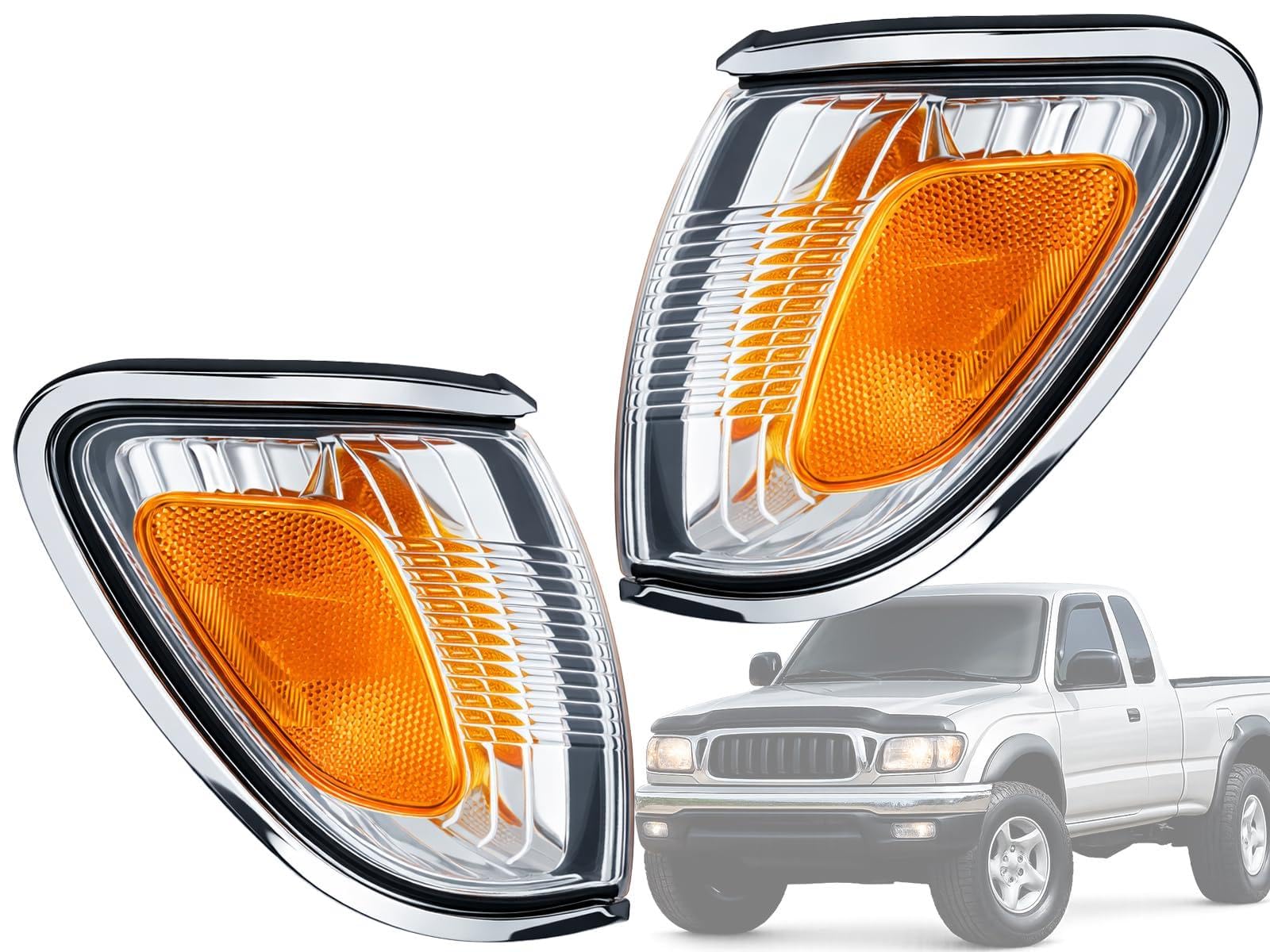Auto Parts Avenue APA Replacement Chrome Trim Corner Parking Lamp for 2001 2002 2003 2004 Tacoma Passenger Right and Driver Left