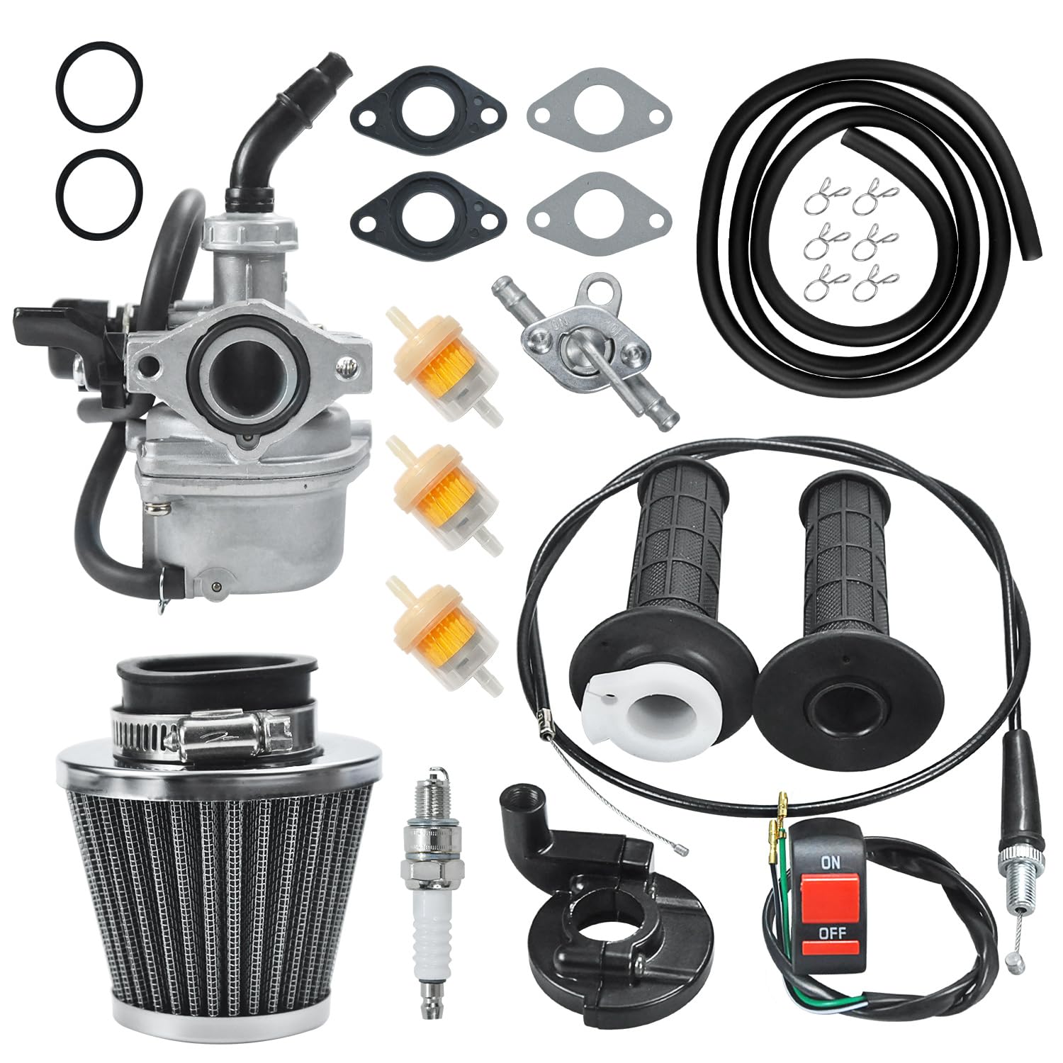 HOLATO PZ19 Carburetor Carb Air Filter Throttle Handle Grips Cable for 50cc 70cc 90cc 110cc 125cc Tao Tao GK110 Baja SSR Apollo 